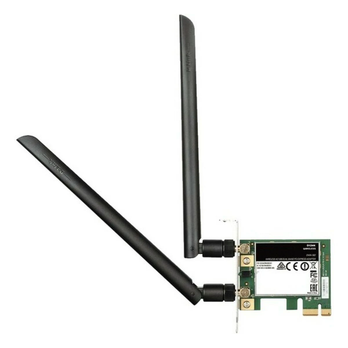 Eine drahtlose Netzwerkkarte mit zwei schwarzen Antennen.