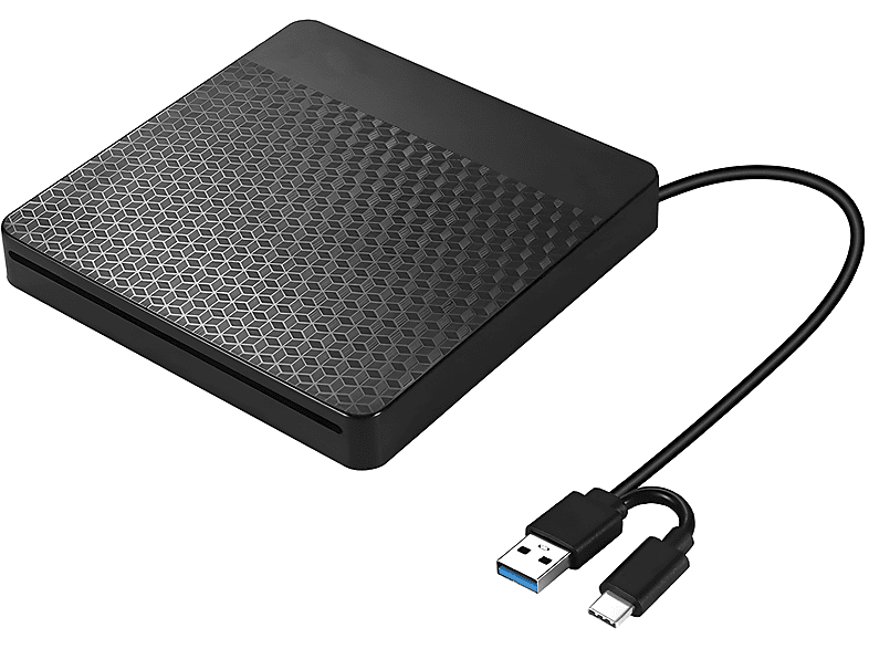 DECOME Externer CD/DVD-Brenner mit USB 3.0 & Typ-C Geräuscharm Kompatibel mit Laptop & PC extern DVD-Brenner