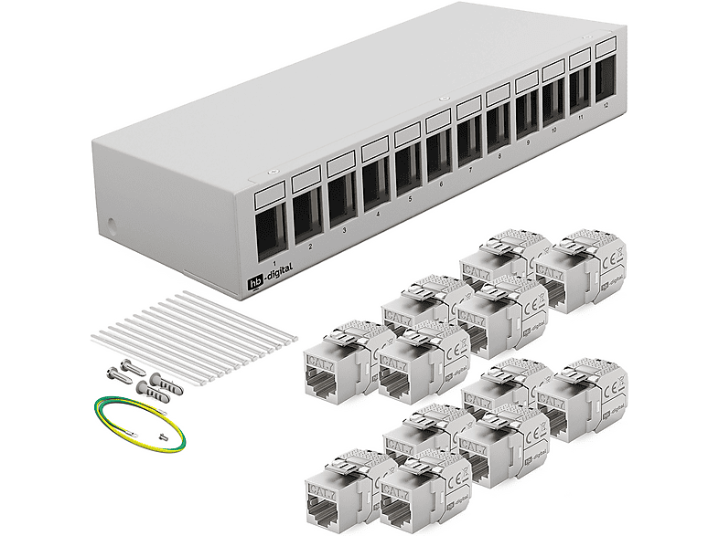 HB-DIGITAL 12 Port mit Keystone Module Cat 7 Netzwerk Patchpanel ...