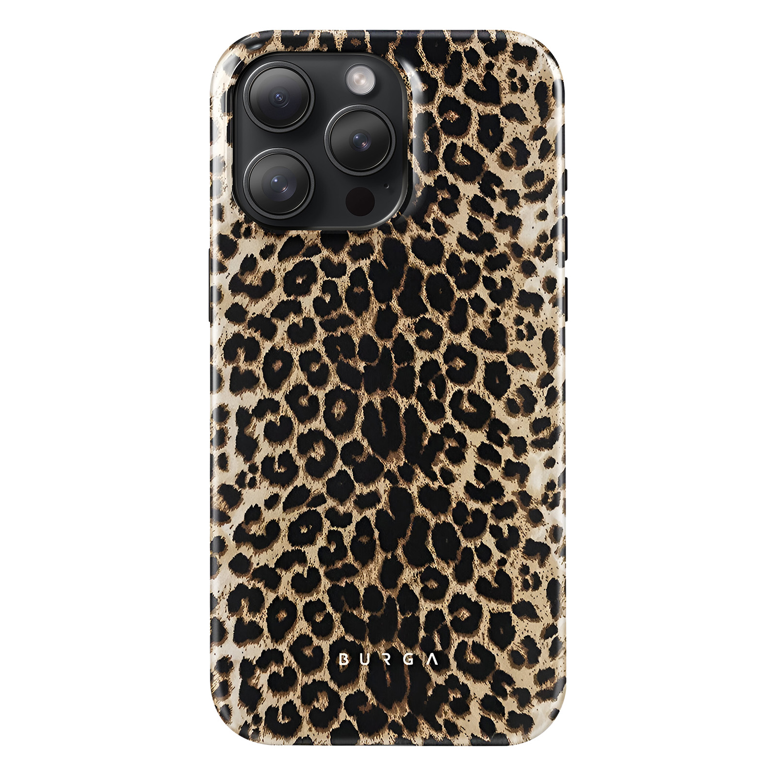 Telefoonhoesje met luipaardprint ontwerp.