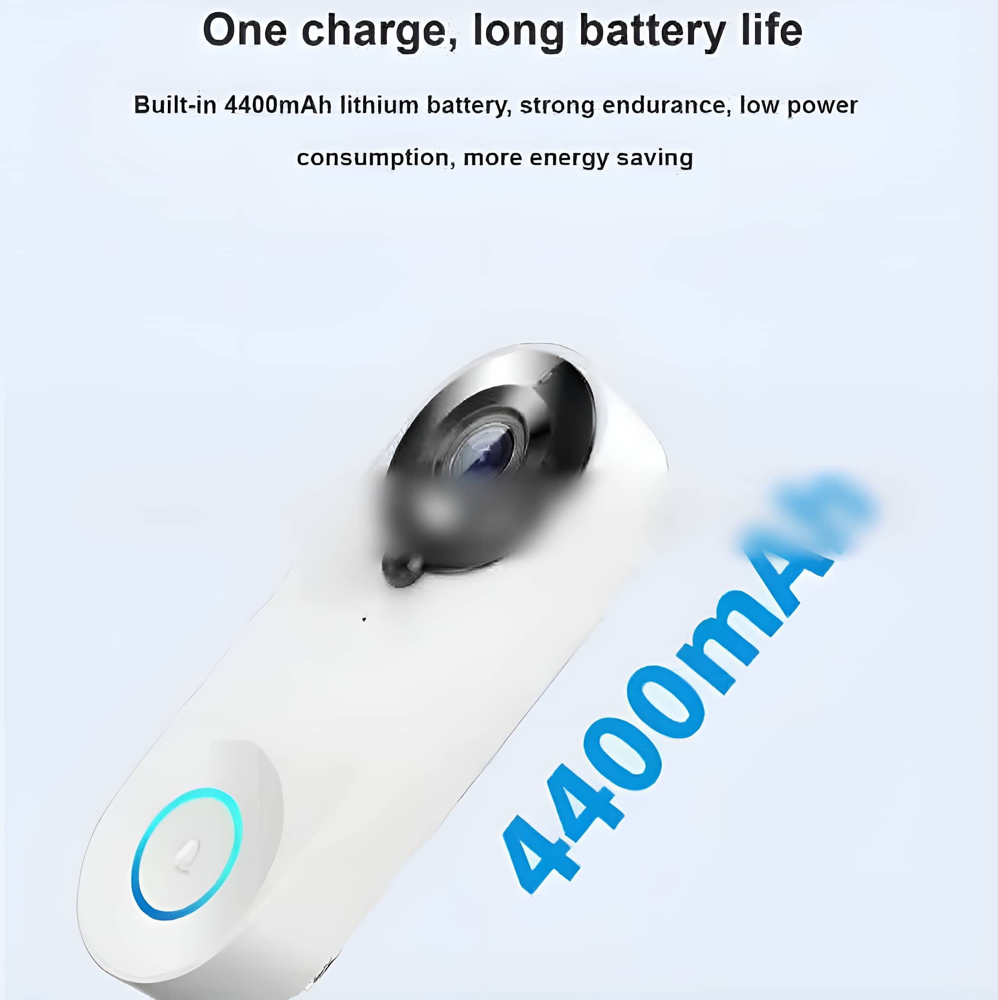 Kabellose Kamera mit langer Akkulaufzeit und dem Text "4400mAh".