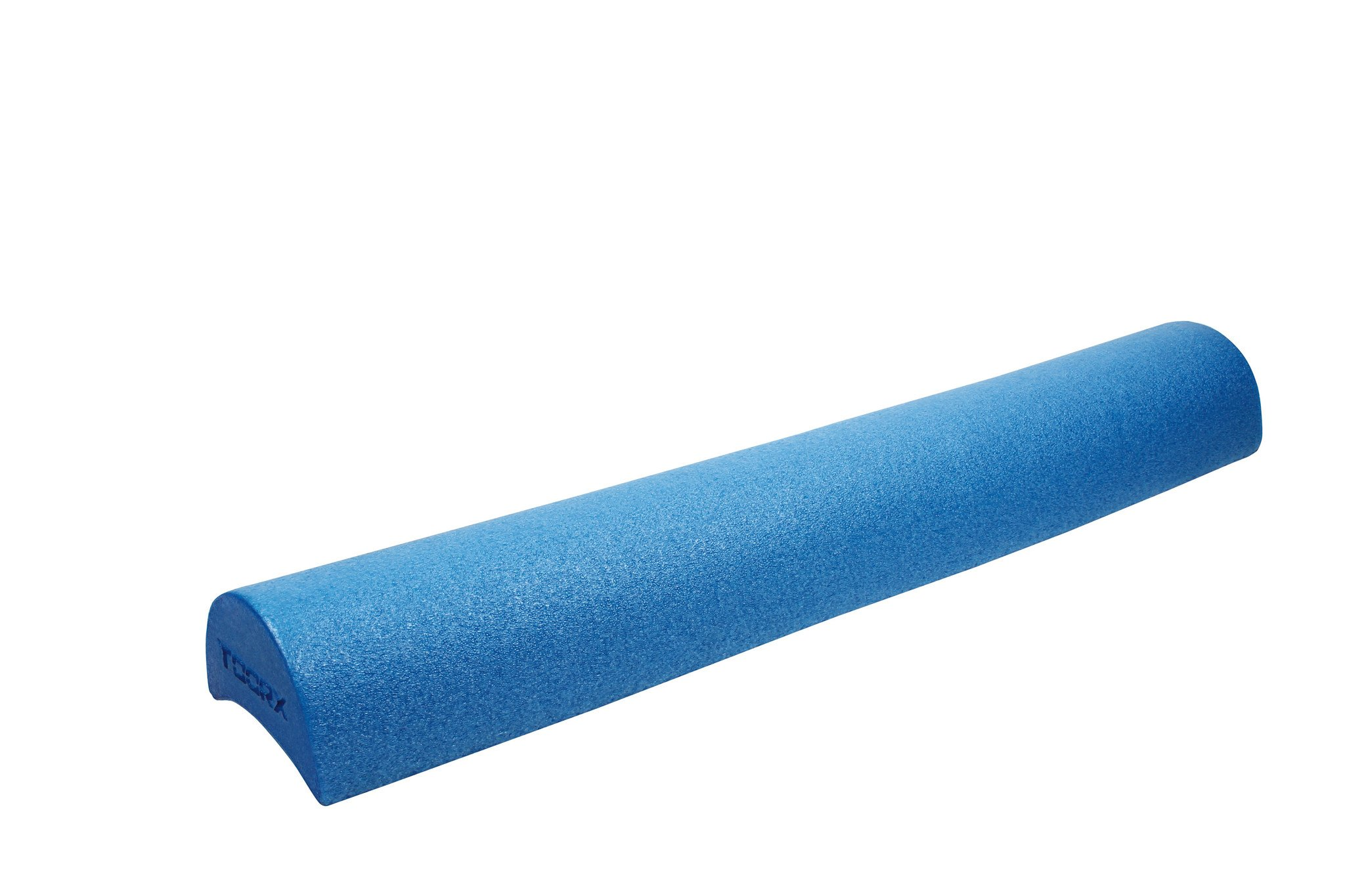 Blauer Schaumstoffroller, zylindrisch mit flachem Boden.