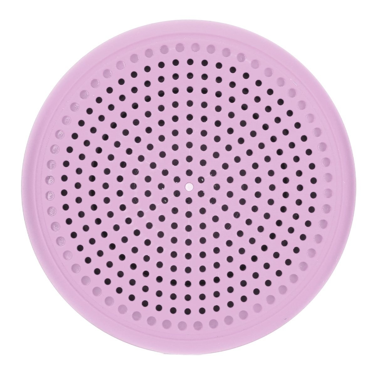 Eine rosa Lautsprecherabdeckung mit vielen kleinen Löchern.