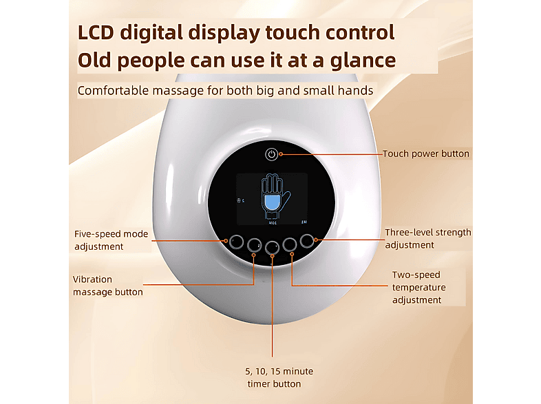 DECOME LCD Hand Massager with Heat Vibration Acupressure Adjustable  Strength Massagegert | MediaMarkt