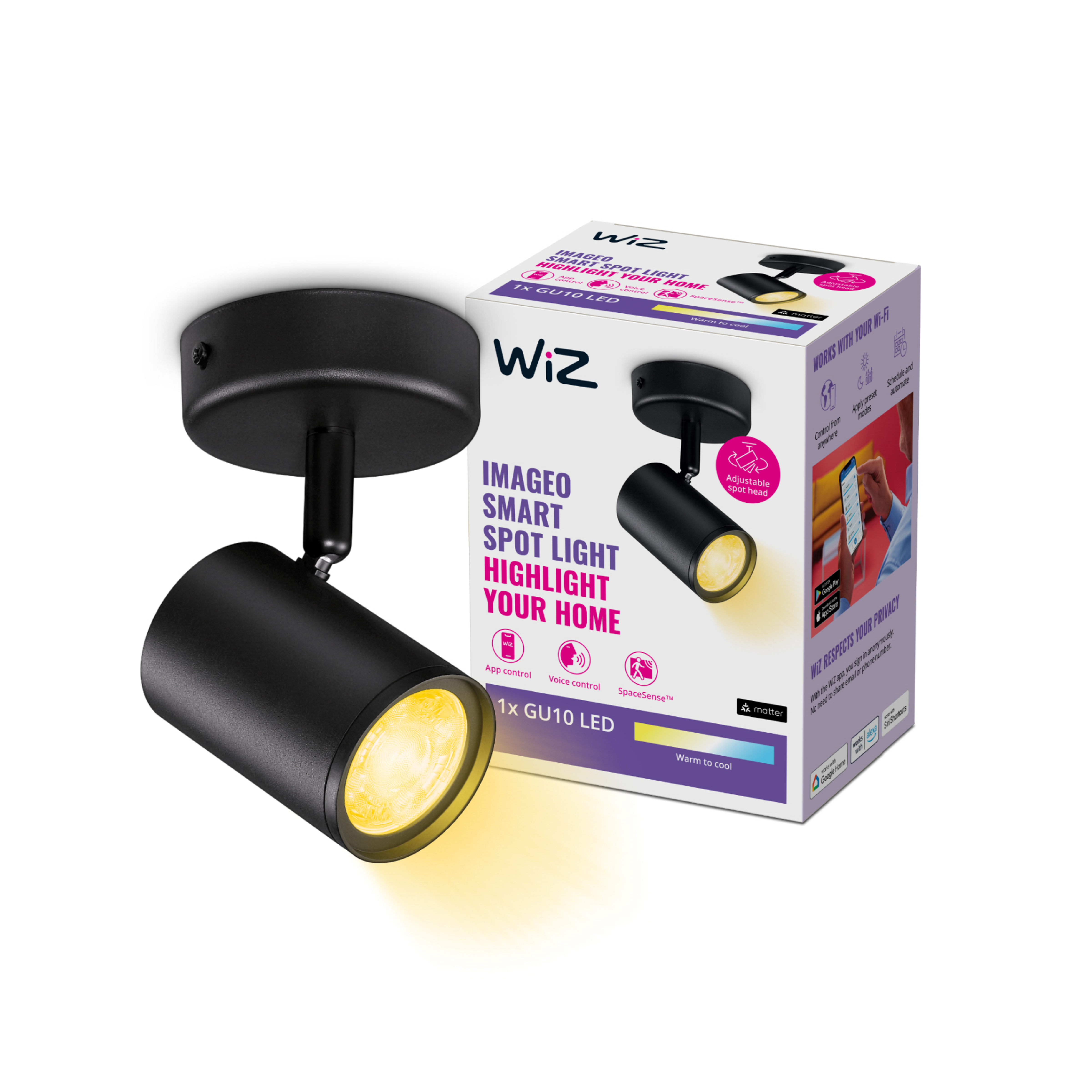WIZ Imageo 1'li Ayarlanabilir Akıllı Bluetooth Spot Lamba