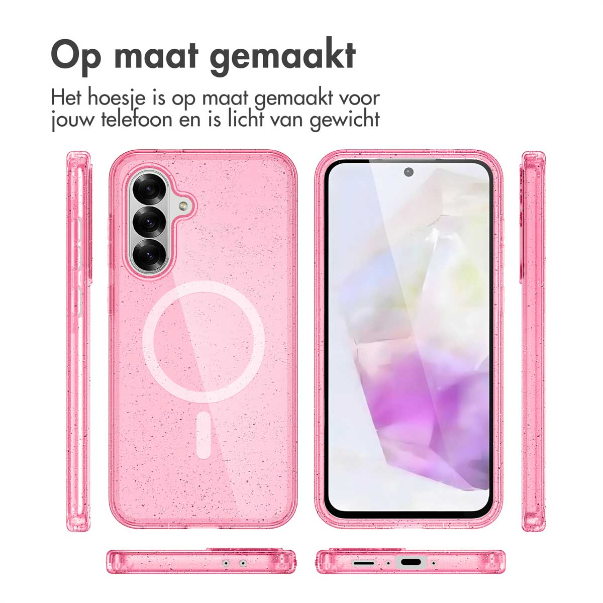 IMOSHION Sparkle Backcover met MagSafe - Geschikt voor Samsung Galaxy A56 - Telefoonhoesje voor Samsung Samsung Galaxy A56 (5G) Roze