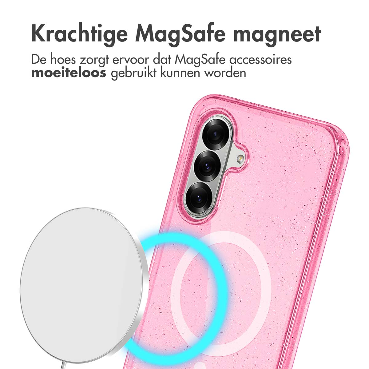 IMOSHION Sparkle Backcover met MagSafe - Geschikt voor Samsung Galaxy A56 - Telefoonhoesje voor Samsung Samsung Galaxy A56 (5G) Roze