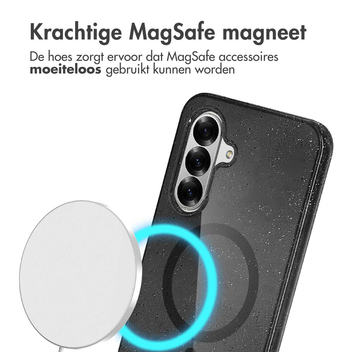 IMOSHION Sparkle Backcover met MagSafe - Geschikt voor Samsung Galaxy A56 - Telefoonhoesje voor Samsung Samsung Galaxy A56 (5G) Zwart