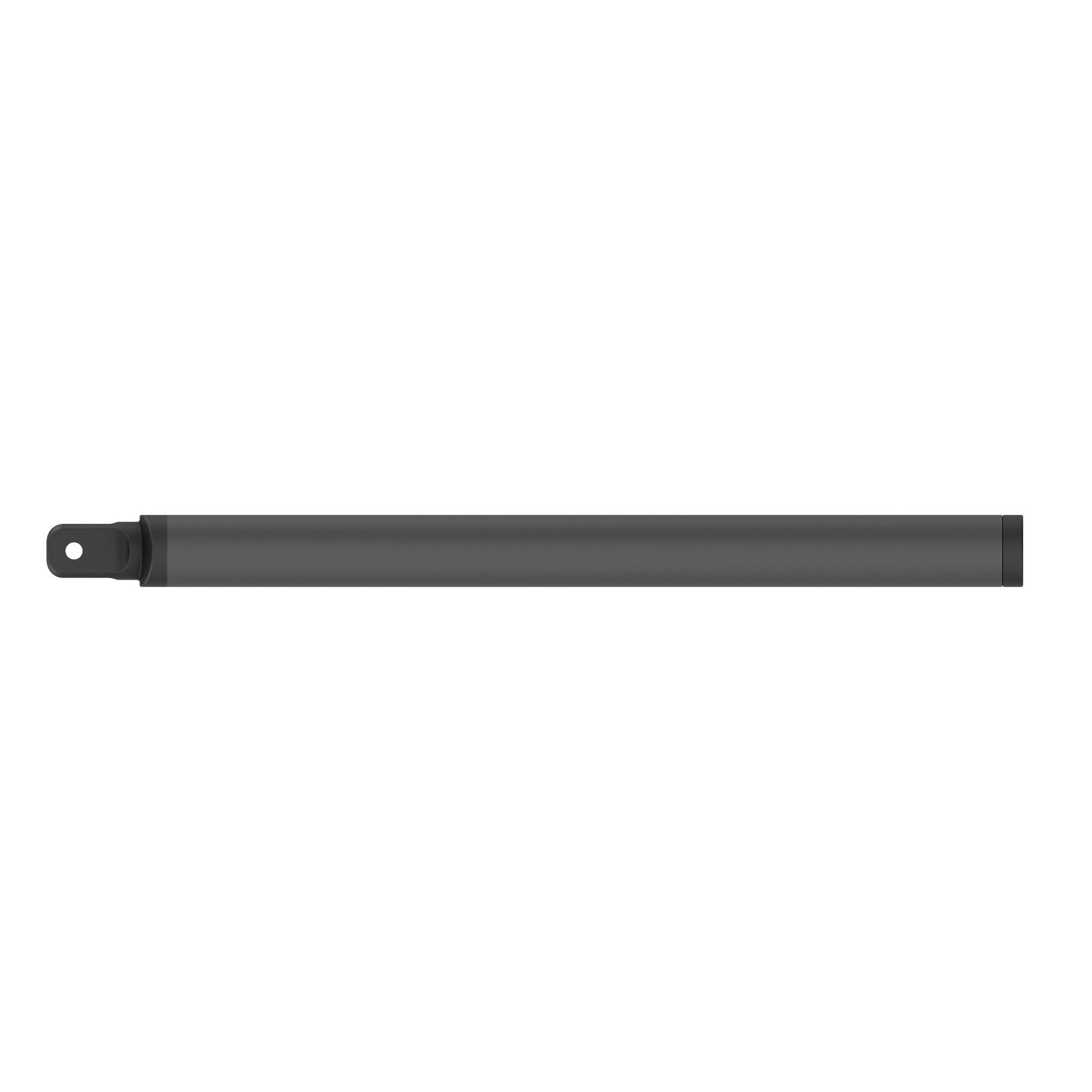 Barra gris cilíndrica para abrir puertas, extendiéndose horizontalmente.