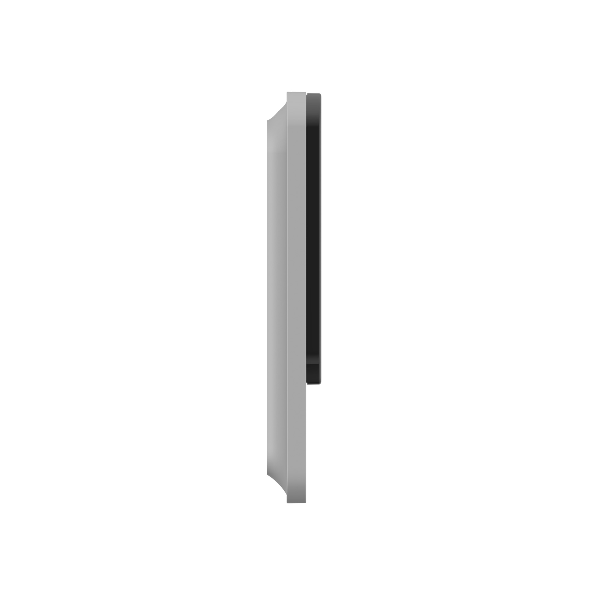 Un dispositivo rectangular gris se muestra sobre un fondo blanco.