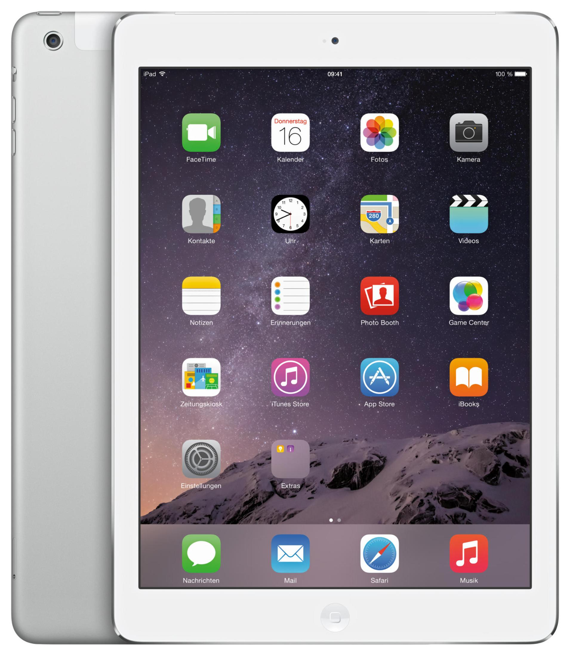Silbernes iPad mit Apps auf dem Bildschirm und ein anderes iPad dahinter.