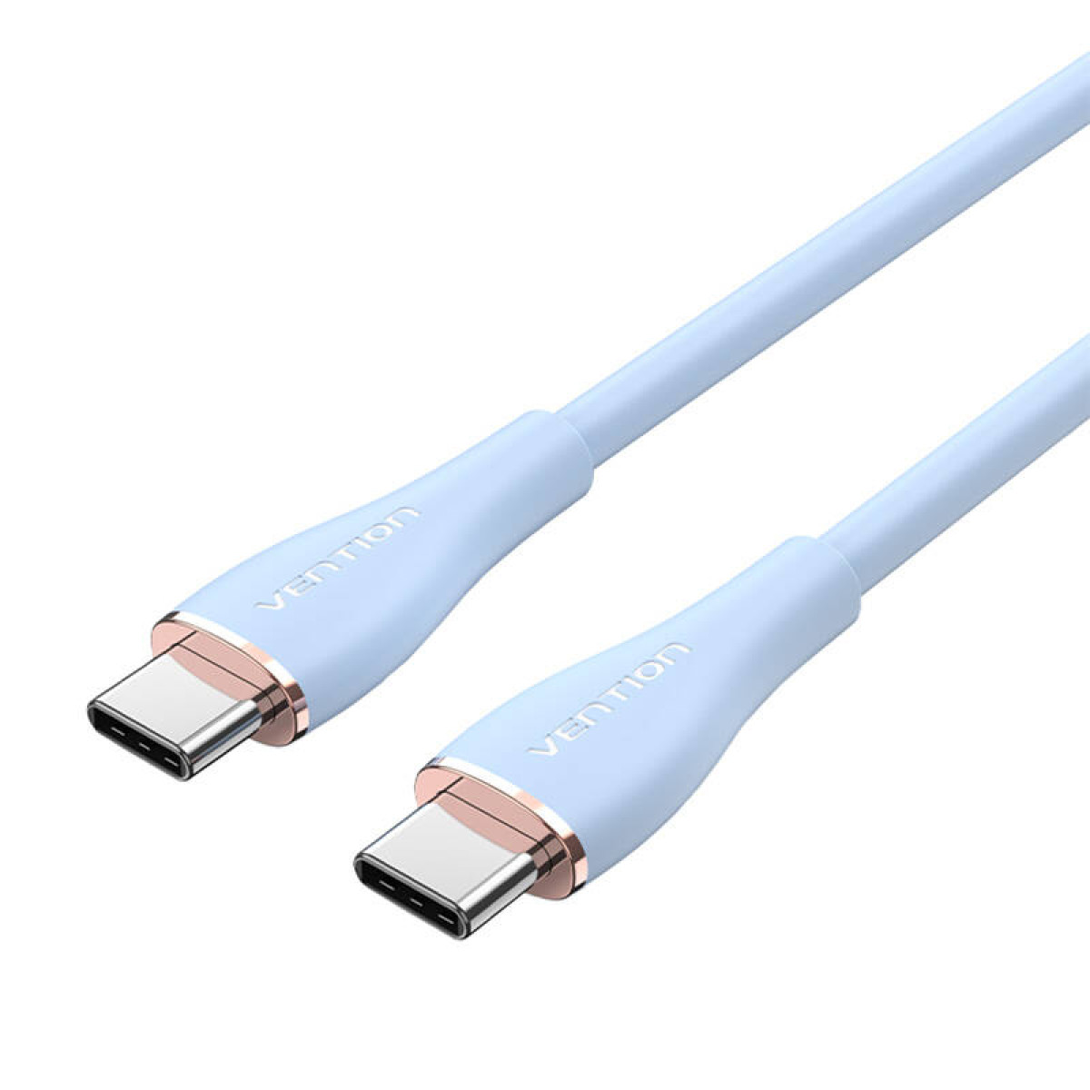 Two light blue USB-C cables with silver connectors. The brand name 'Vention' is printed on each cable.