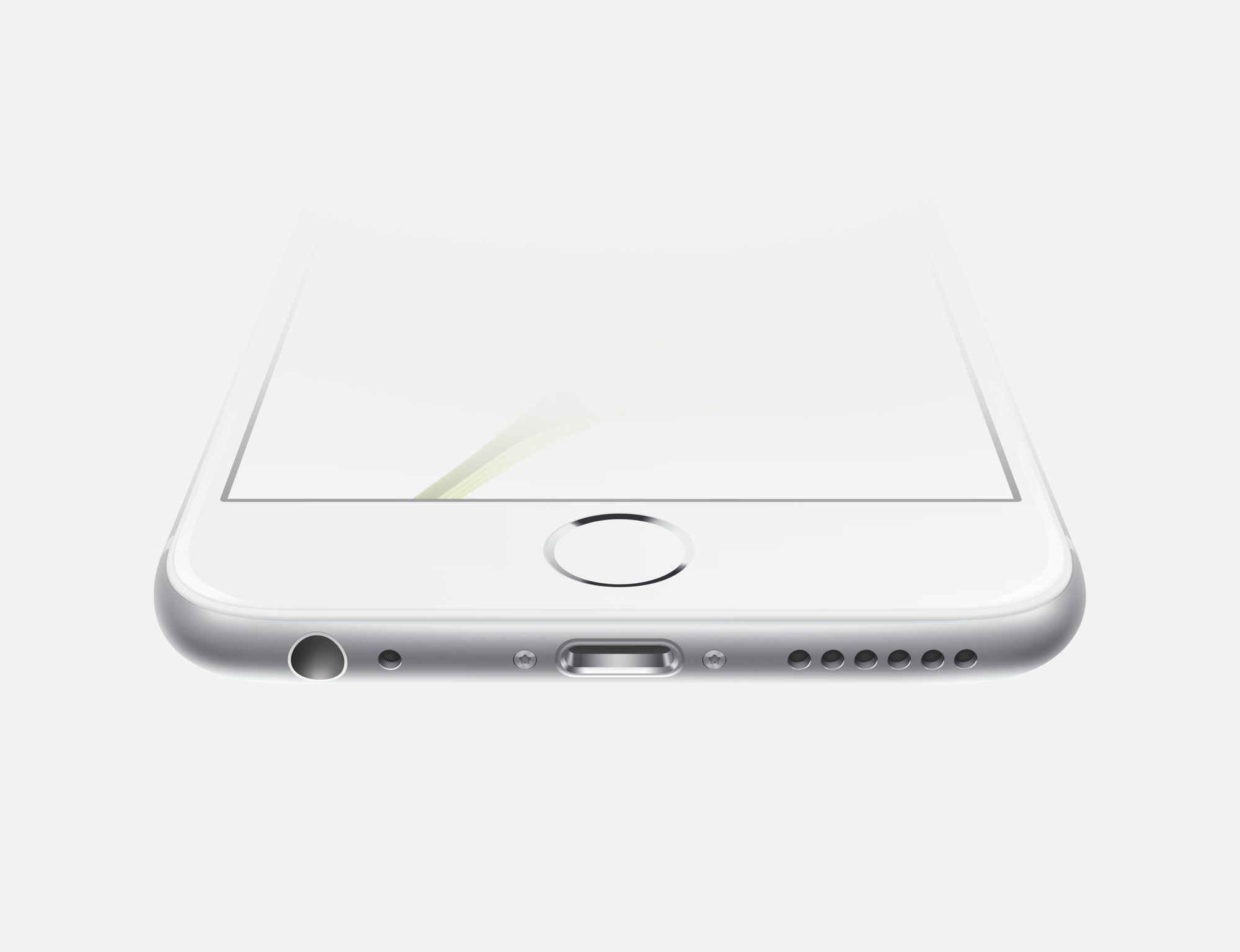 Nahaufnahme der Unterseite eines silbernen Smartphones mit Anschlüssen.