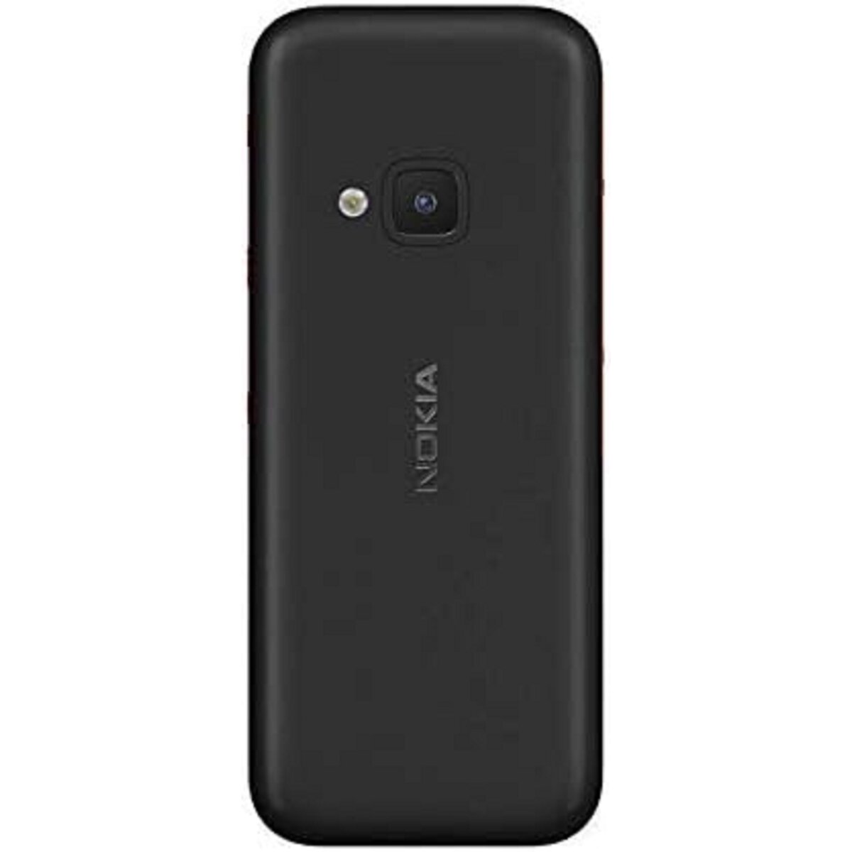 Rückansicht eines schwarzen Nokia-Telefons. Kamera, Blitz und Nokia-Logo sind sichtbar.