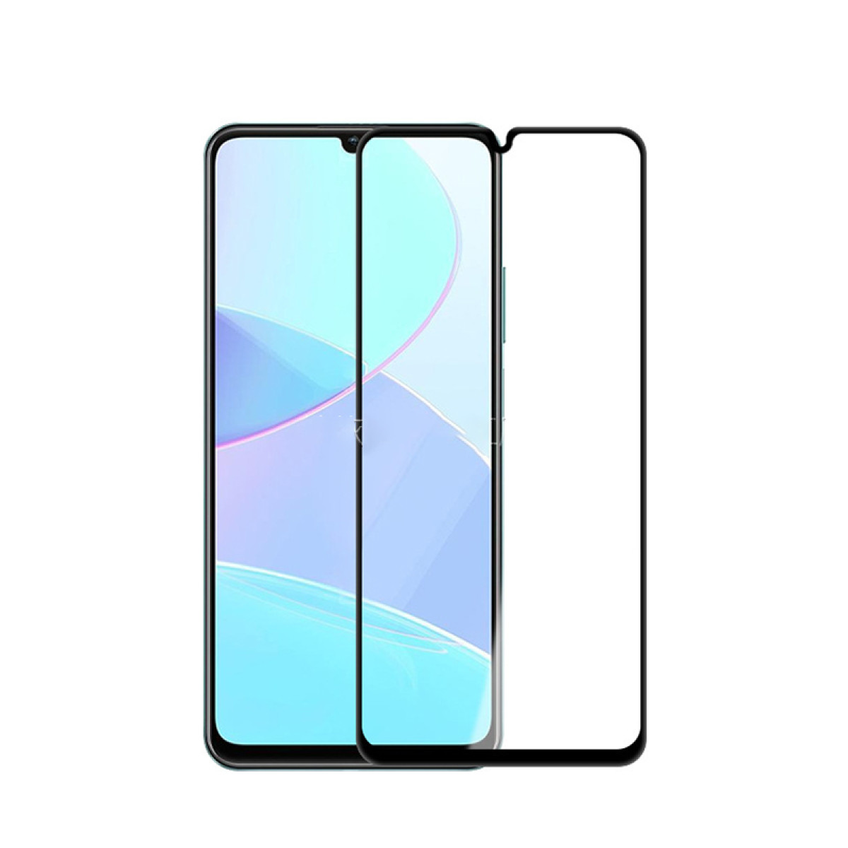 Smartphone con protezione schermo applicata. La protezione è trasparente e leggermente decentrata.