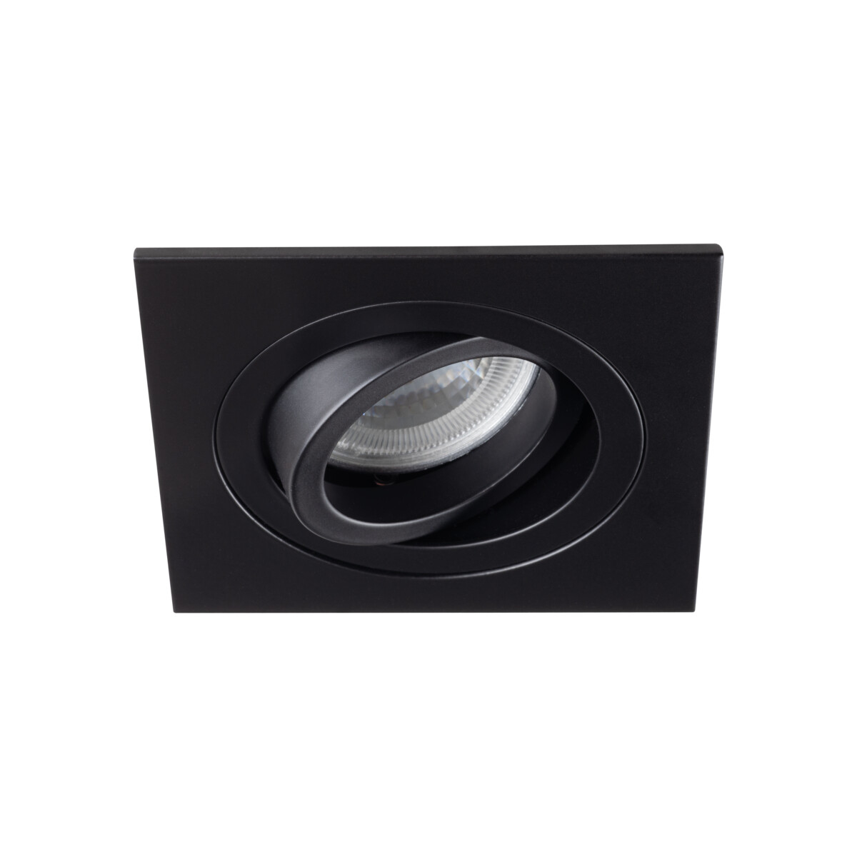 Faretto quadrato nero con luce LED regolabile.