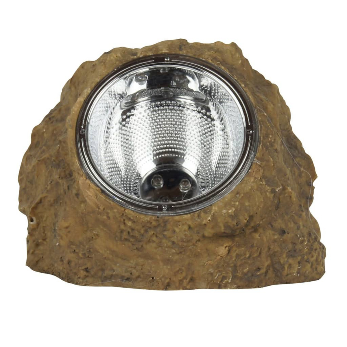 Ein felsenartiges Licht mit einer Metalllampe im Inneren.