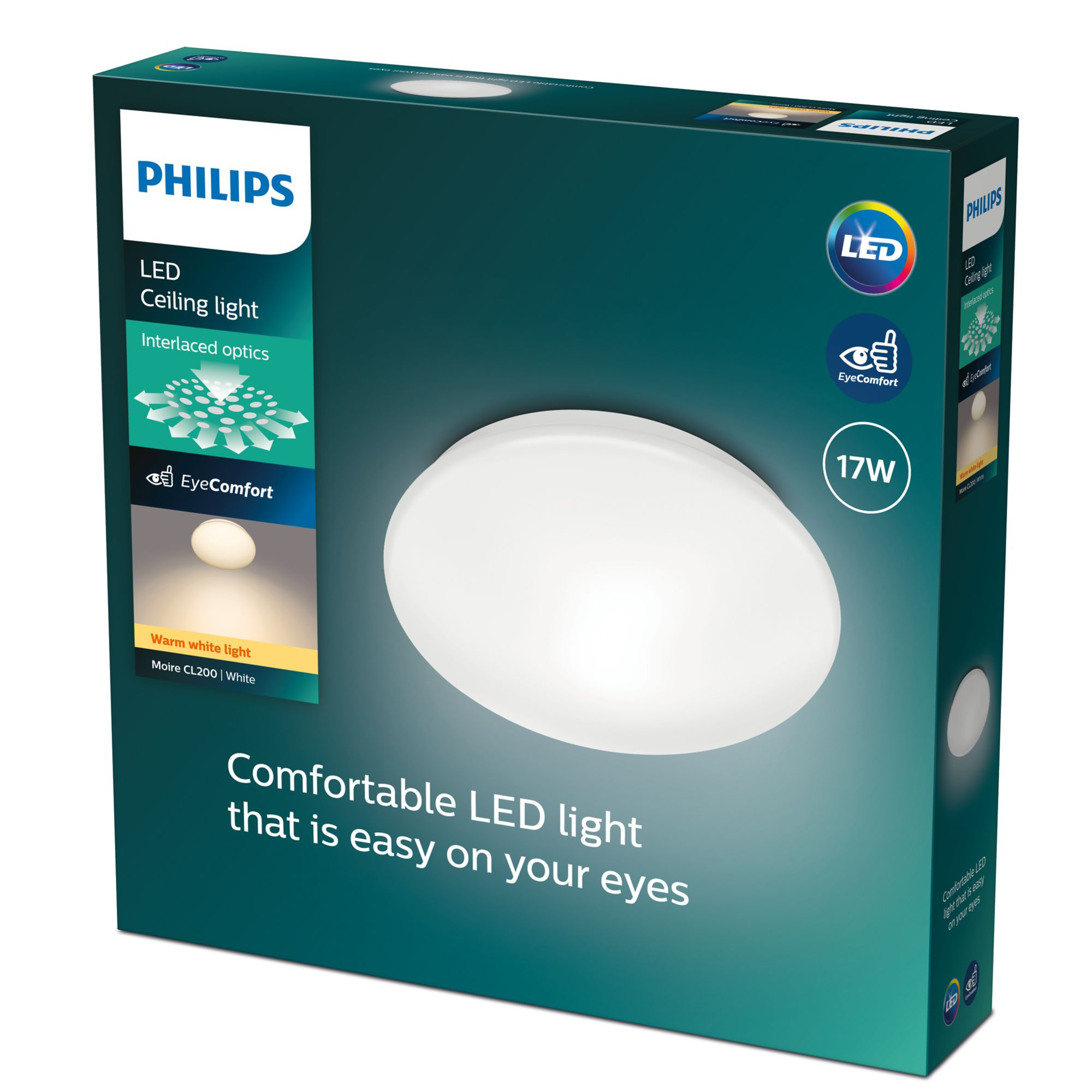Caja de luz de techo LED Philips, blanca, con EyeComfort.