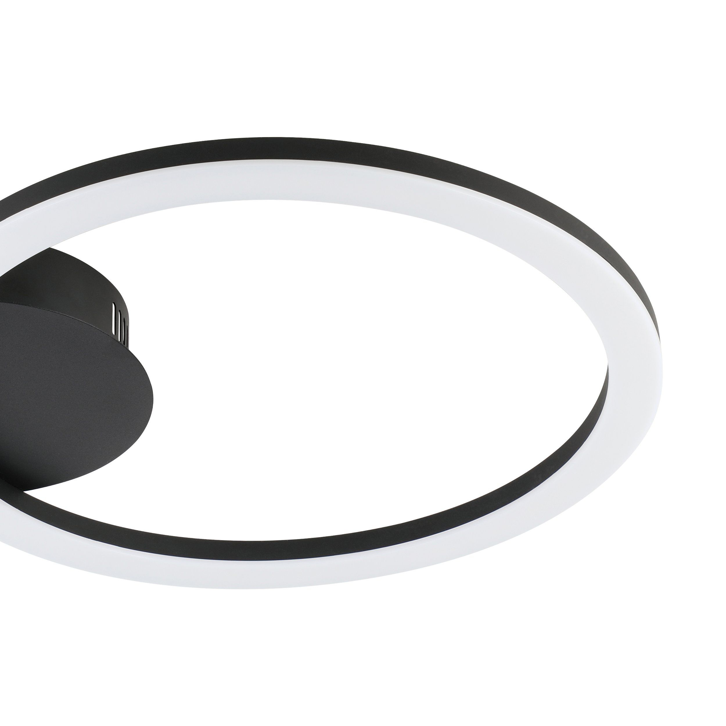 Apparecchio di illuminazione circolare in bianco e nero con un design moderno.