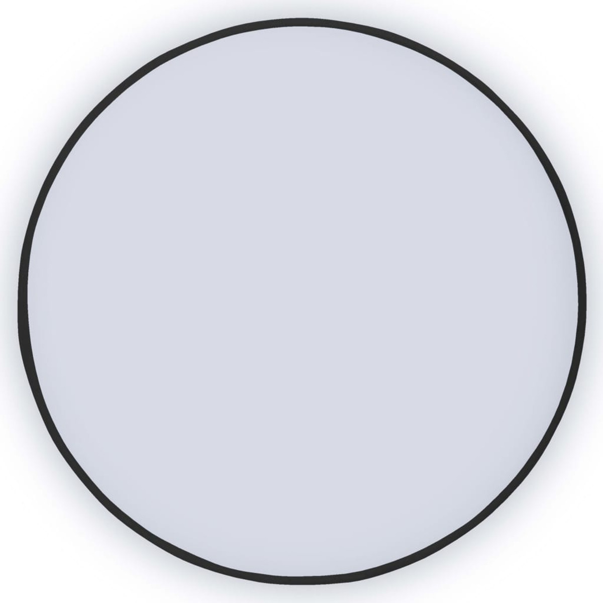 Luce rotonda bianca con bordo nero. La luce è illuminata in modo uniforme e circolare.