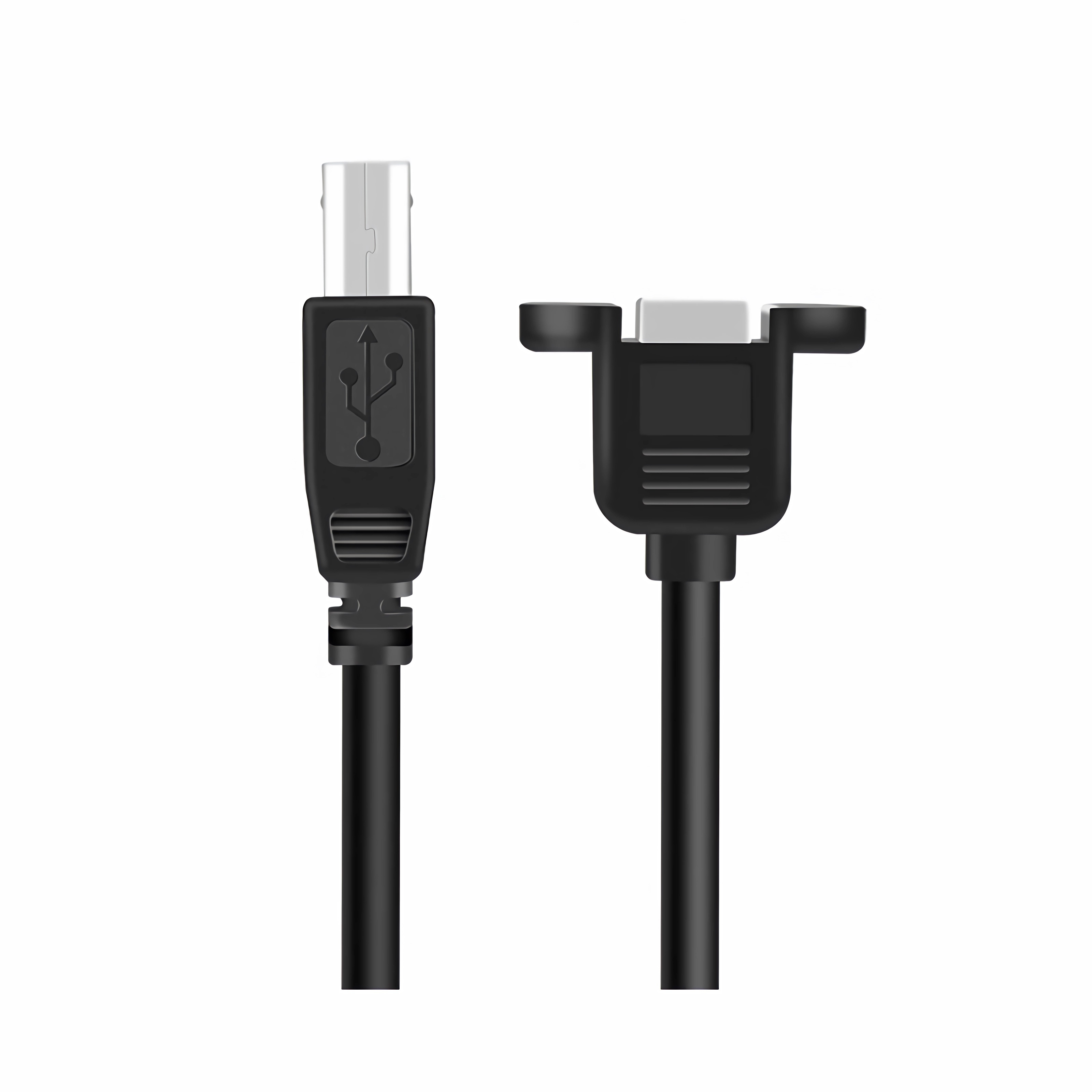 Ein schwarzes USB-Kabel mit einem USB-Anschluss und einem VGA-Anschluss.