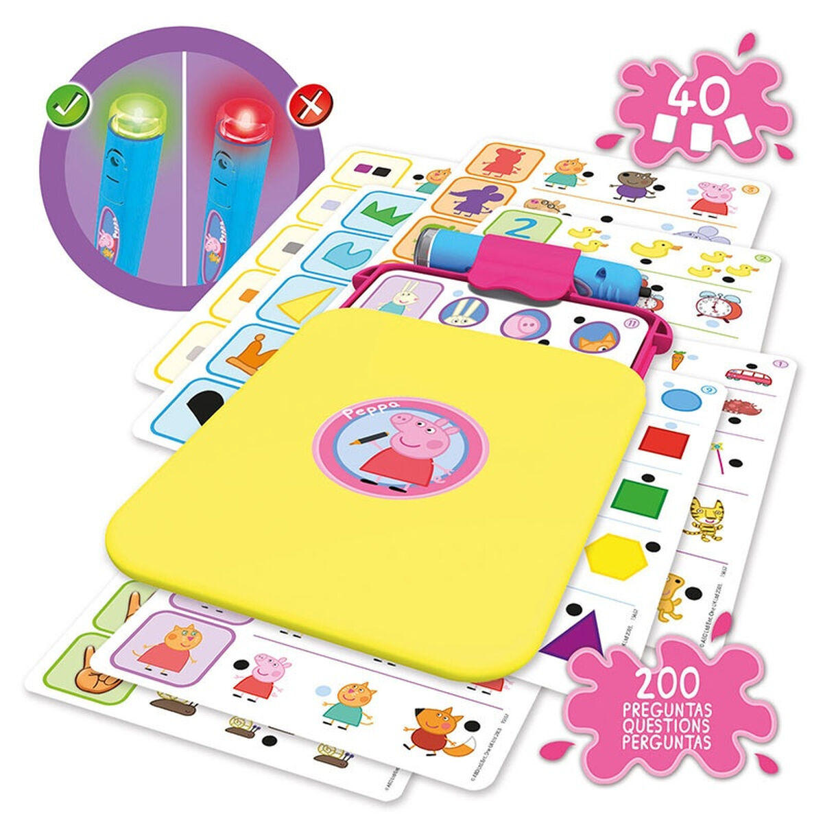 Ein Lernset für Kinder mit Peppa Wutz-Motiv, Karten und Stiften.
