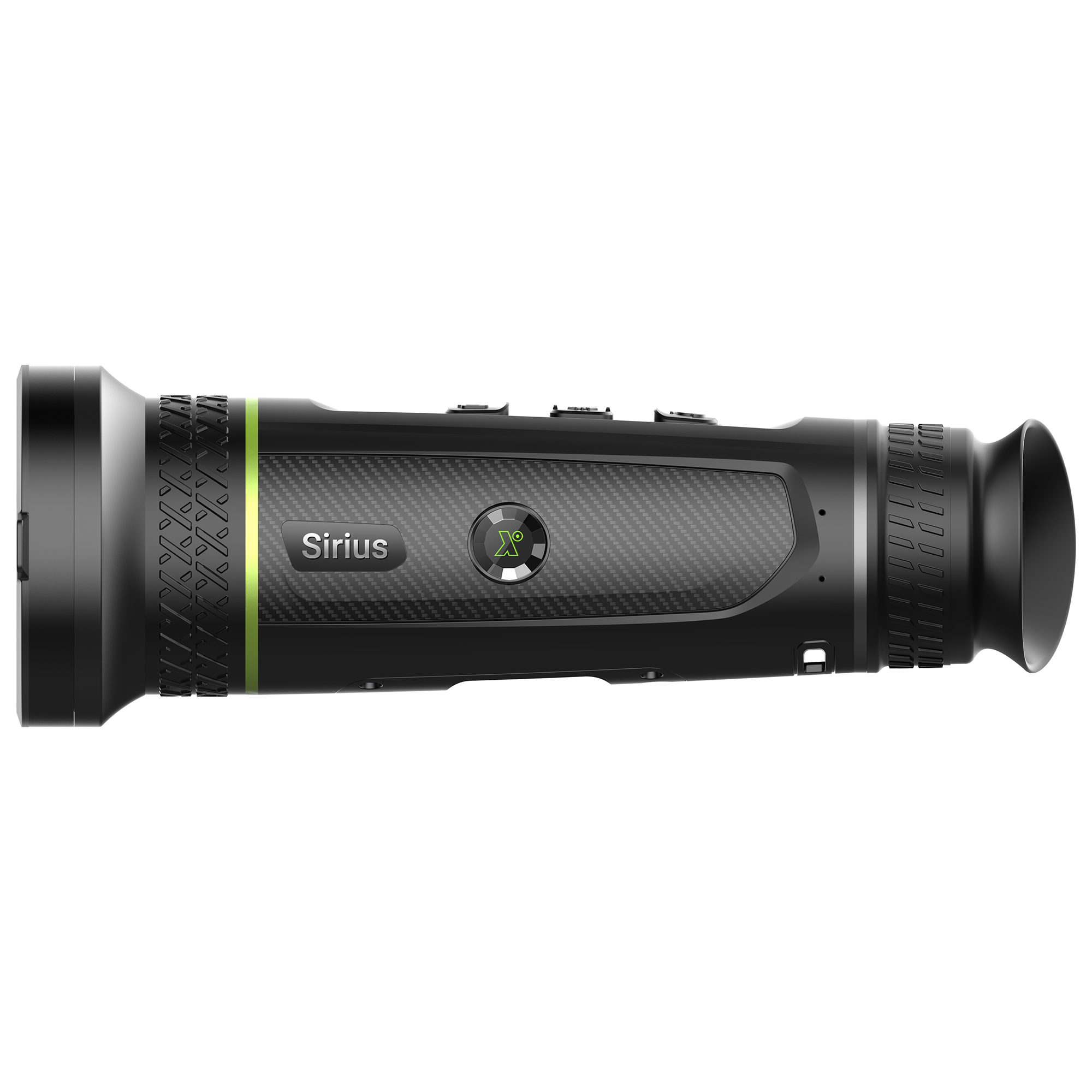 Se muestra un dispositivo de visión nocturna negro y verde.