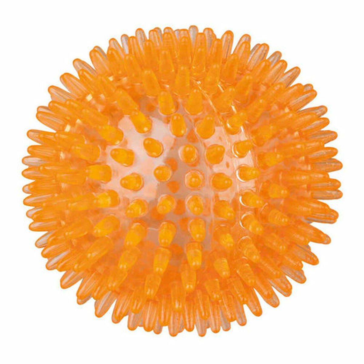 Palla arancione spinosa con numerosi piccoli noduli sporgenti.