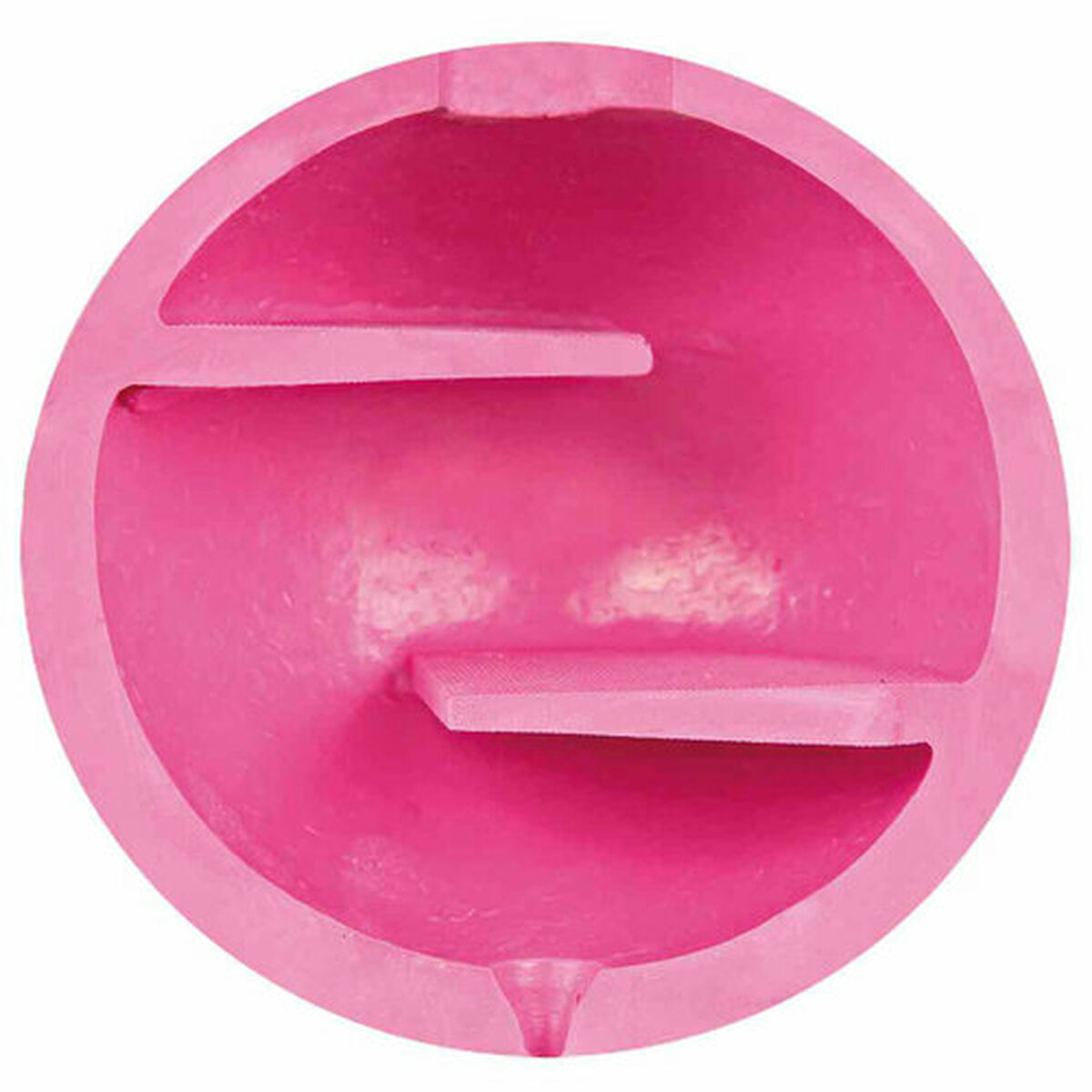 Un oggetto di plastica rosa con ripiani all'interno.