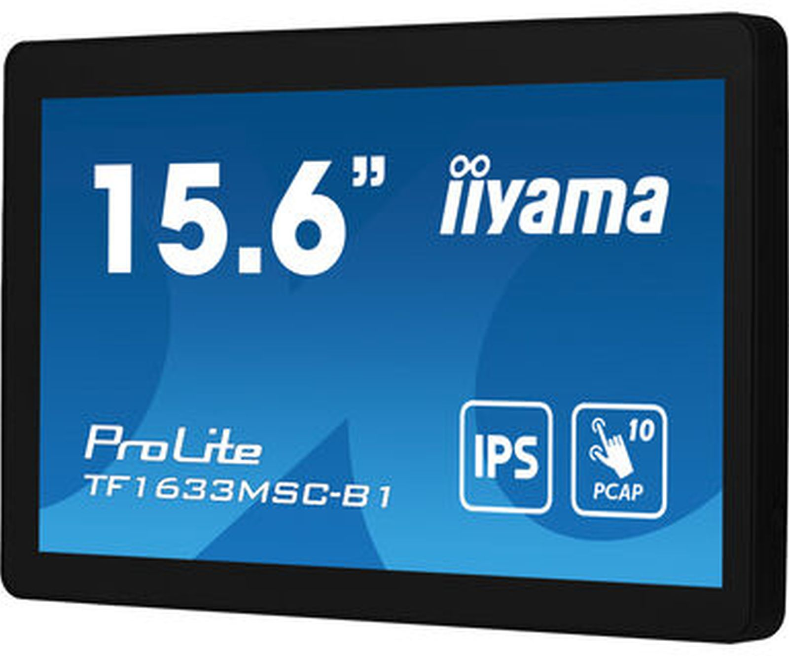 Czarny monitor przypominający tablet z białym tekstem. Białe tło.