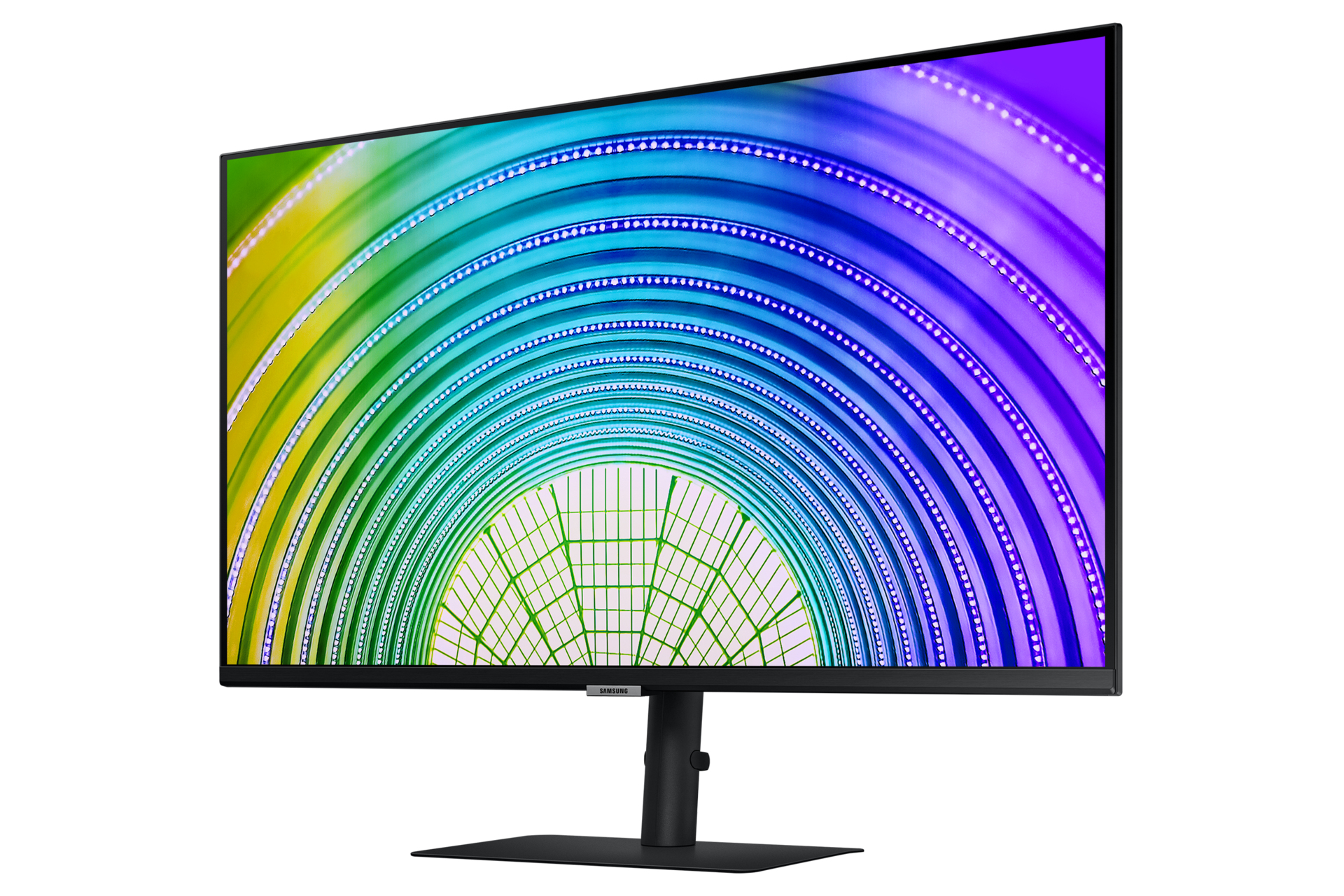 Un monitor curvo mostra una sfumatura di colori.