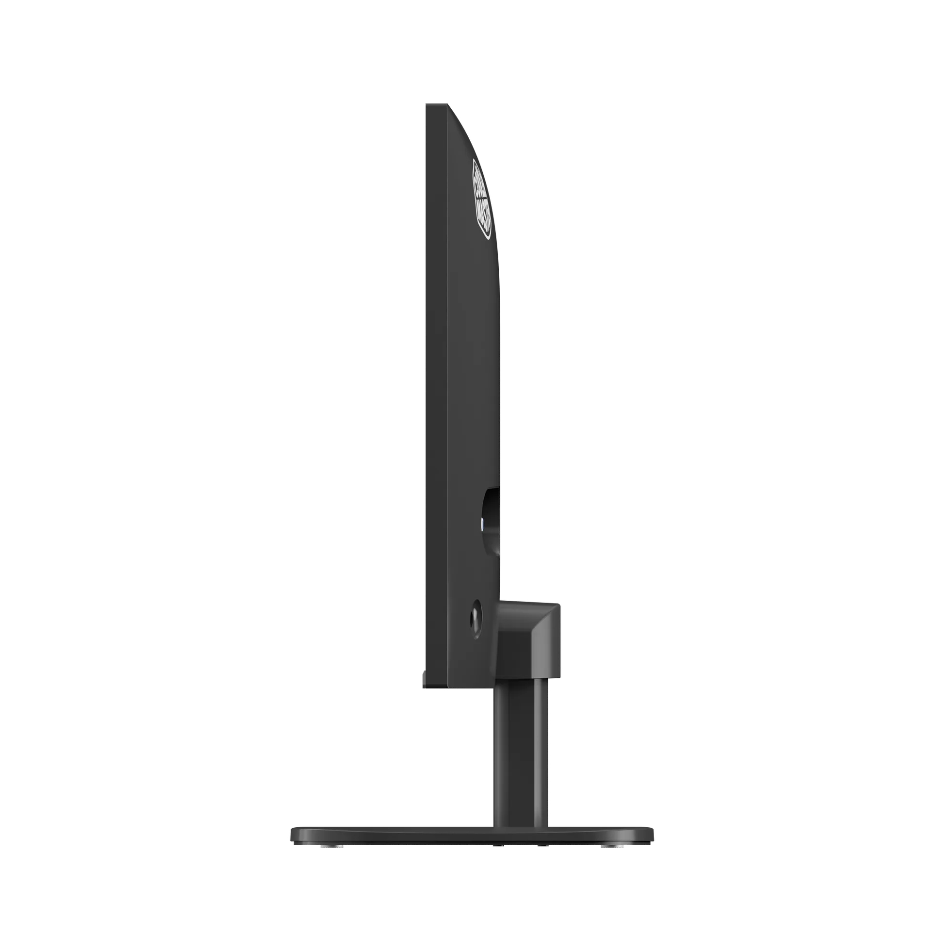 A monitor from the side, showing a thin black frame and stand.