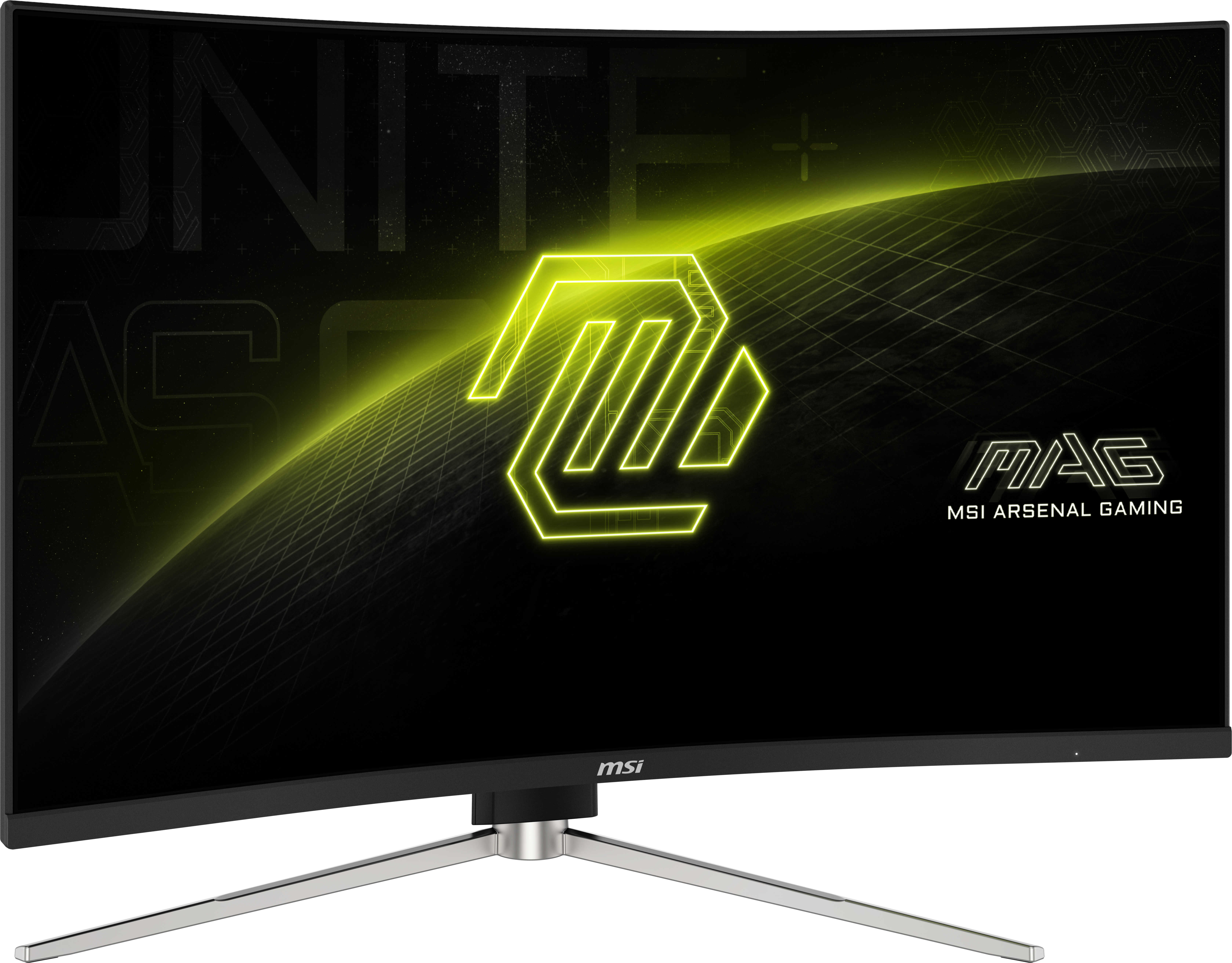Un monitor LG UltraGear con una escena de juego y un logotipo en la pantalla.