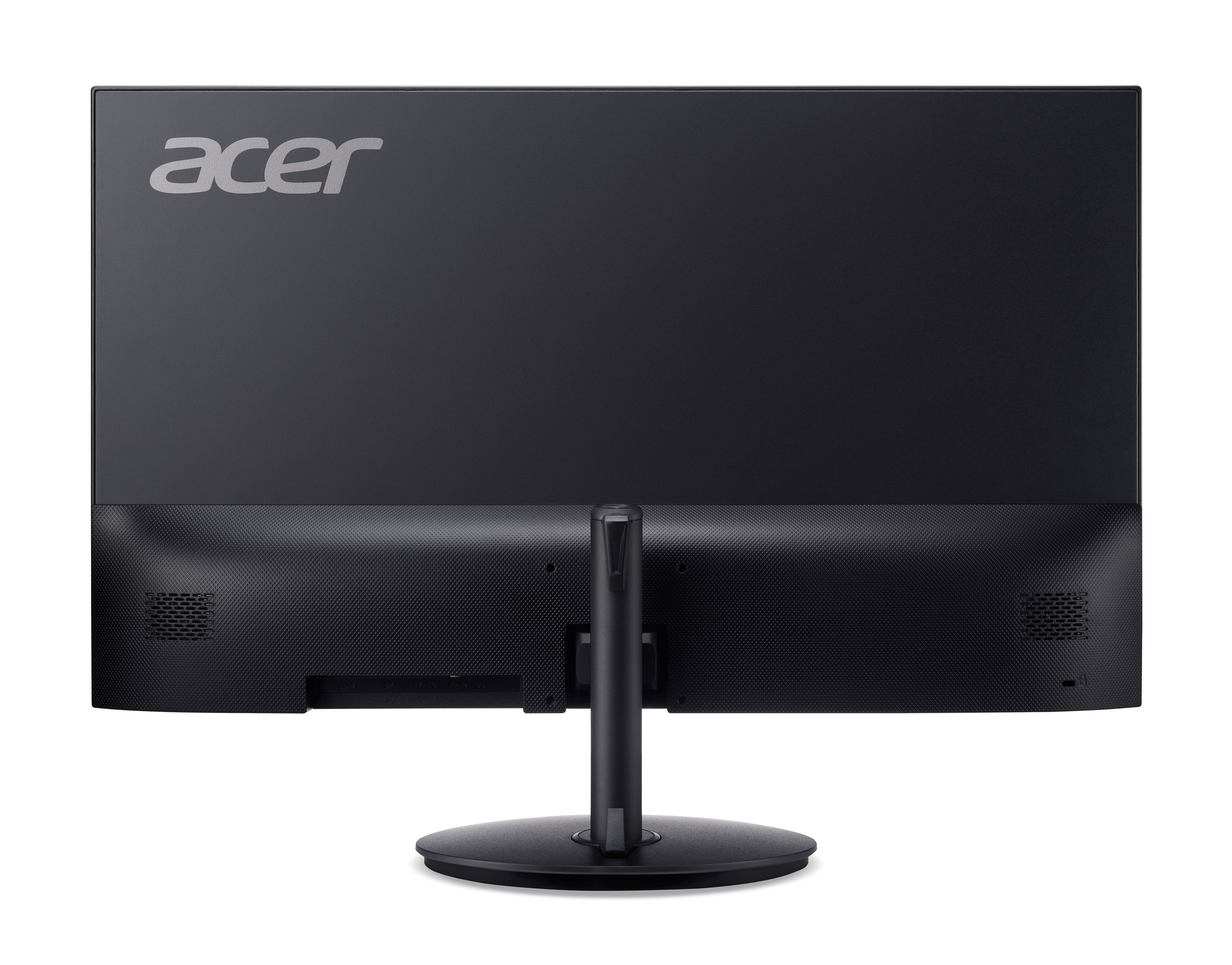 Zwarte Acer-monitorachterkant met standaard, Acer-logo boven, ventilatieopeningen onder.