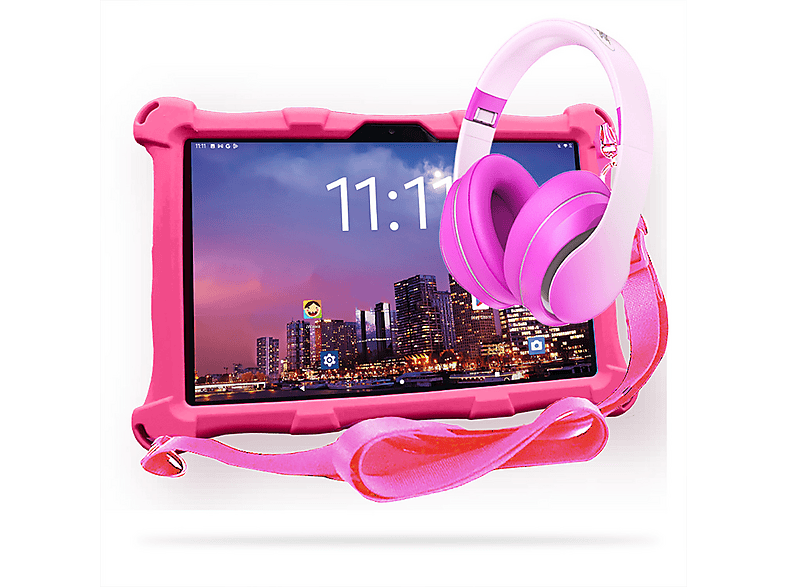 ANGELTECH XL PRO II, Kinder Tablet, 192 GB, 10 Zoll, Rosa mit Kopfhörer