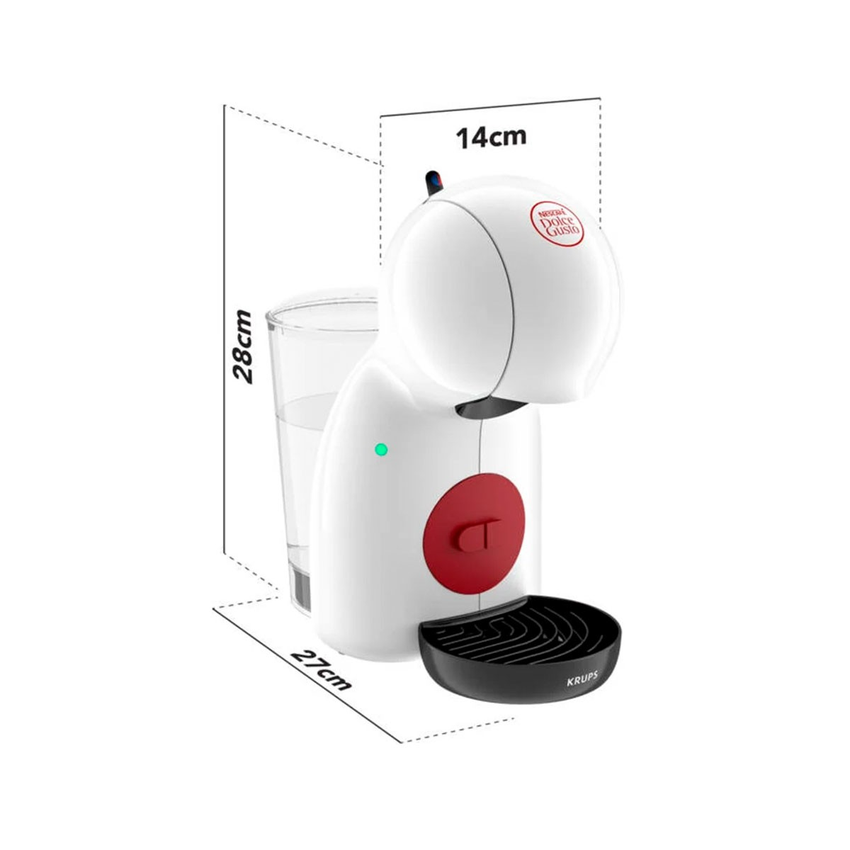 MACCHINA CAFFÈ CAPSULE KRUPS KP1A31 Nescafé Dolce Gusto Piccolo XS, Pressione pompa 15 bar, Potenza 1600 W, Serbatoio acqua 0,8 l, Disattivazione automatica, Bianco