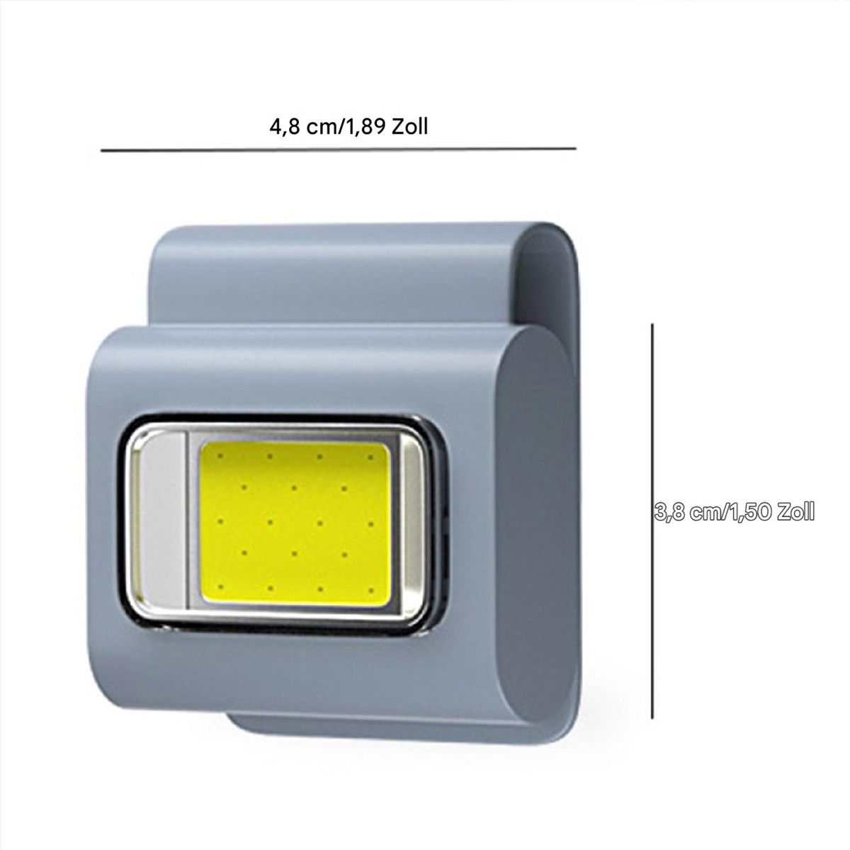 Ein kleines, graues, rechteckiges Licht mit gelber Lichtfläche.