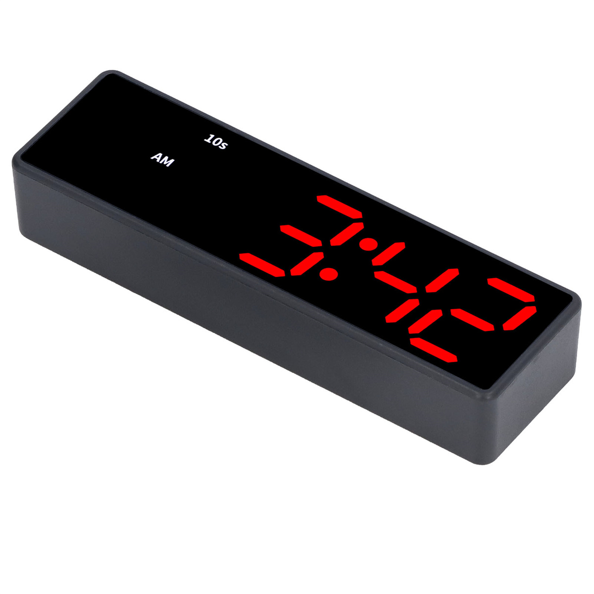 Eine schwarze Digitaluhr mit roten Ziffern. Die Uhr zeigt 3:42 Uhr an.