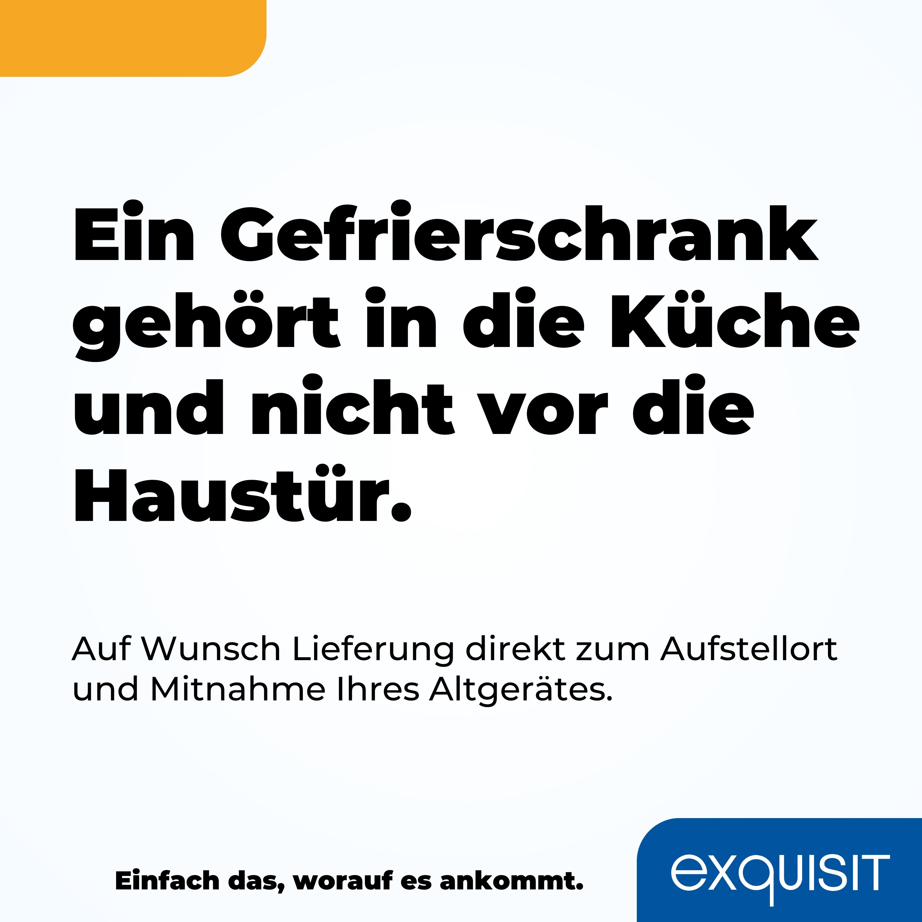 Deutscher Text über einen Kühlschrank, der in die Küche gehört.