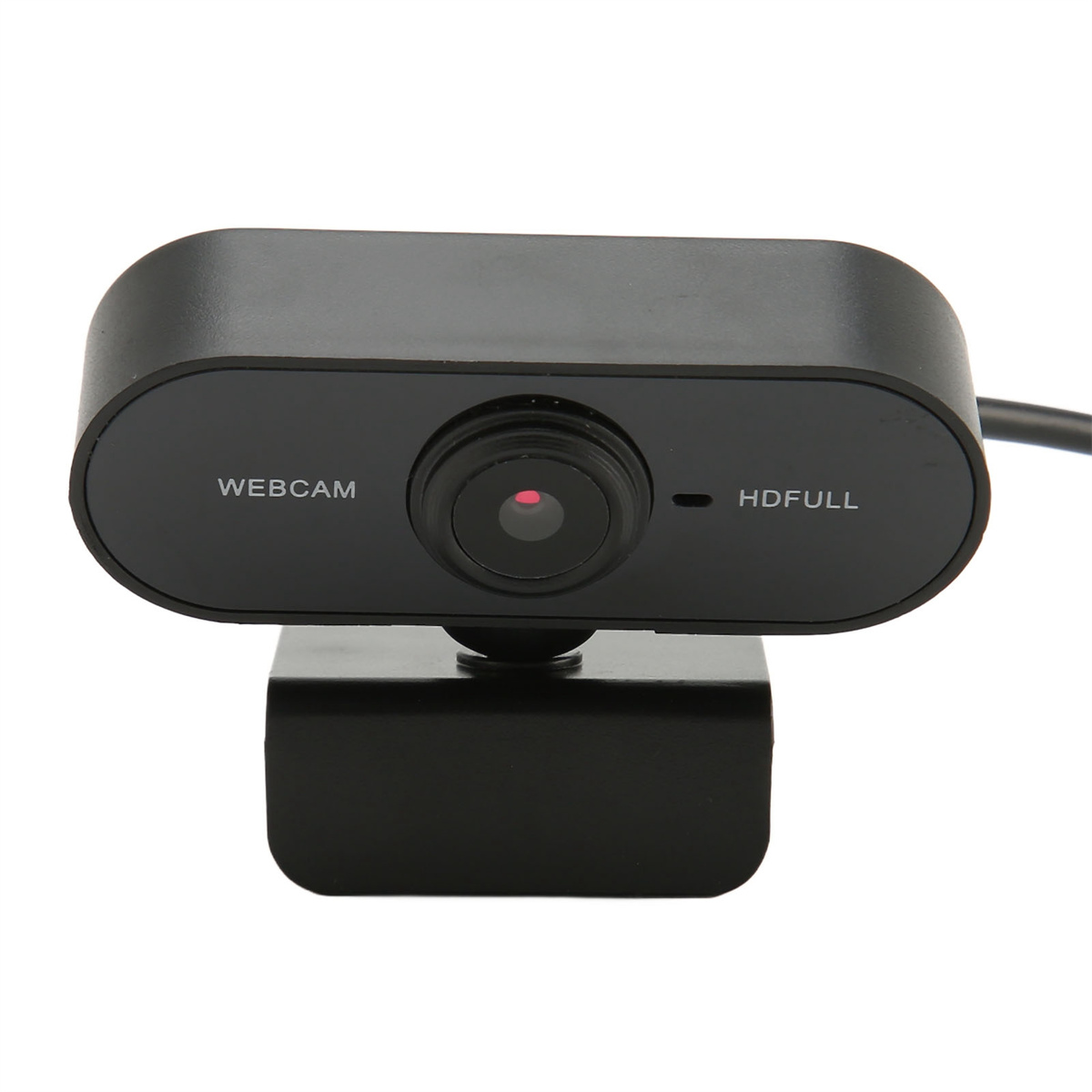 Schwarze Webcam mit den Bezeichnungen 'WEB CAM' und 'HDFULL', einer mittigen Linse.