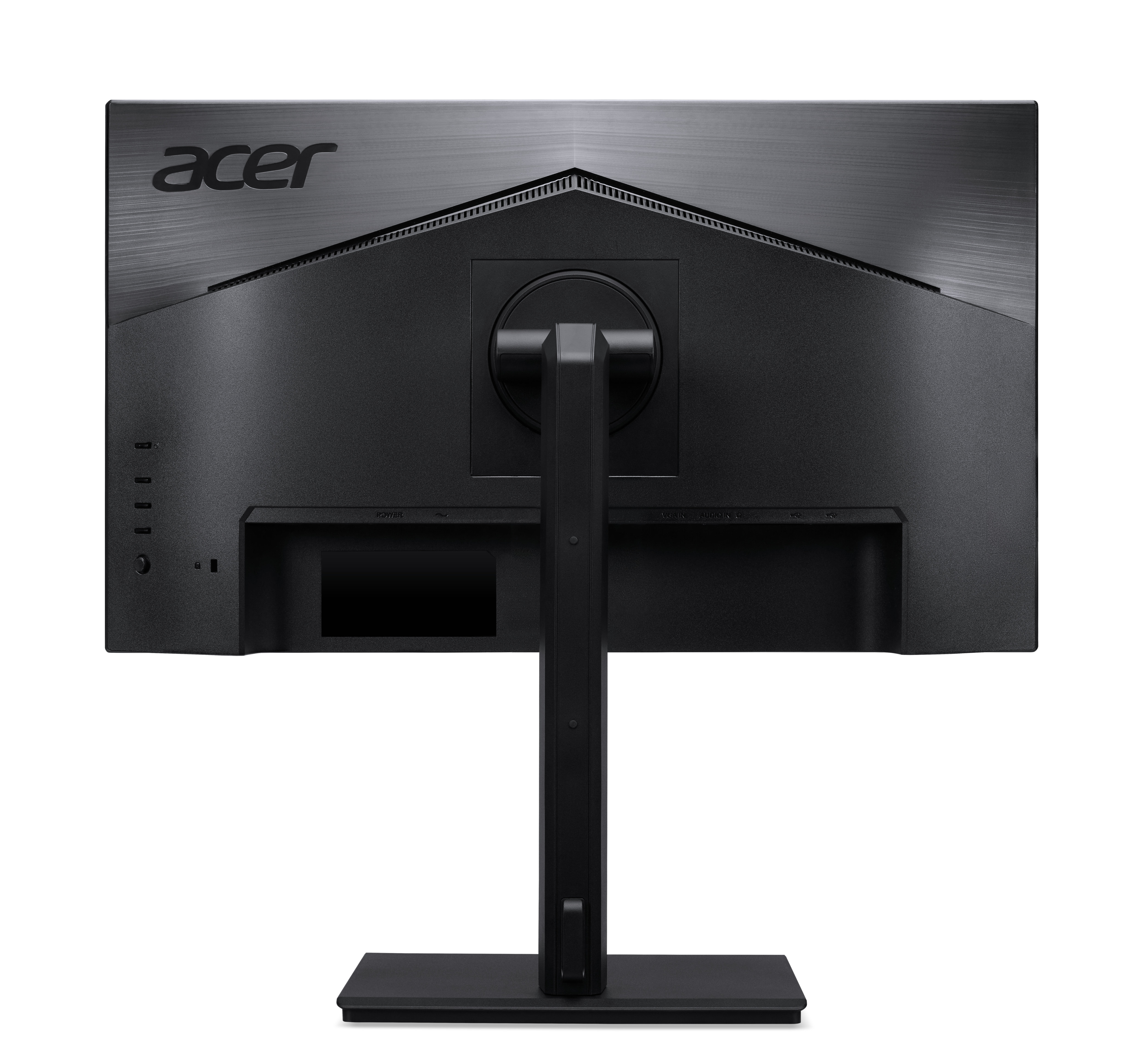 Tył czarnego monitora Acer z podstawką.