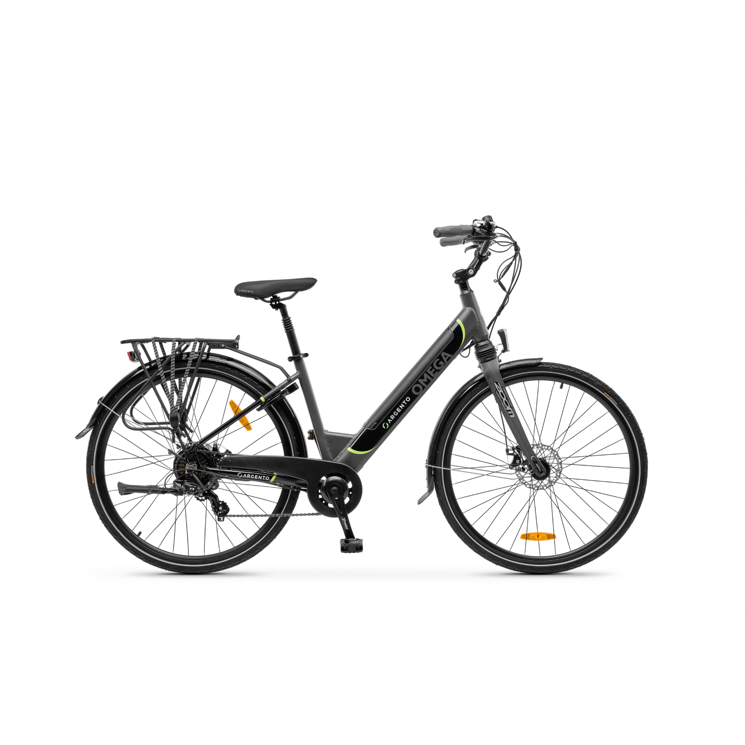 Rower elektryczny na białym tle.