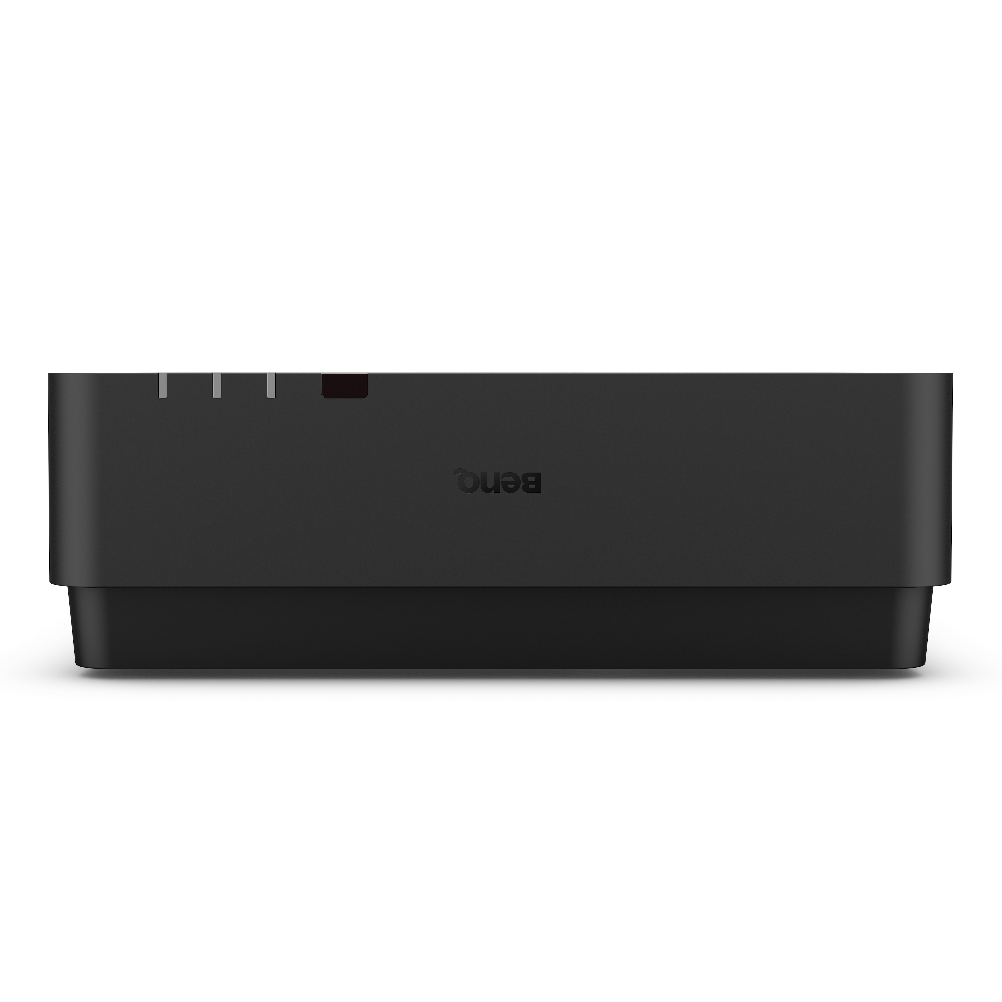 Un dispositivo BenQ nero, vista dall'alto, con diversi indicatori luminosi visibili.