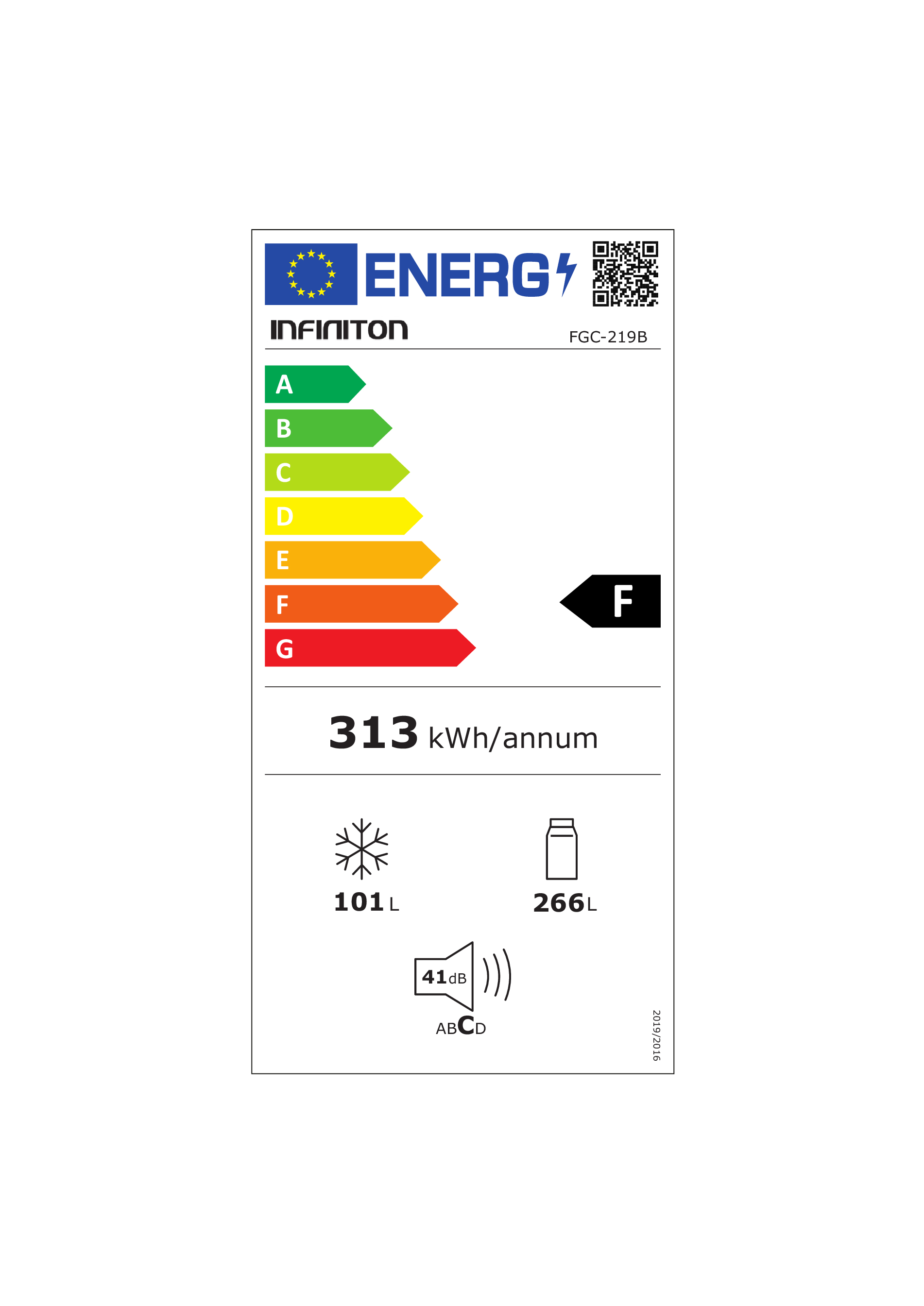 Una etiqueta energética con detalles sobre la eficiencia energética.