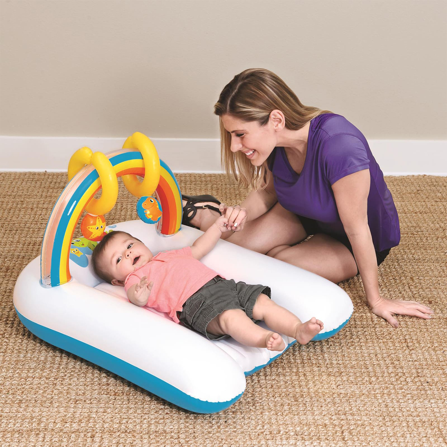 PISCINA GONFIABILE DAM Bestway 52241 - 81x63x46 cm, vinile multicolore, kit riparazione incluso, per bambini fino a 2 anni
