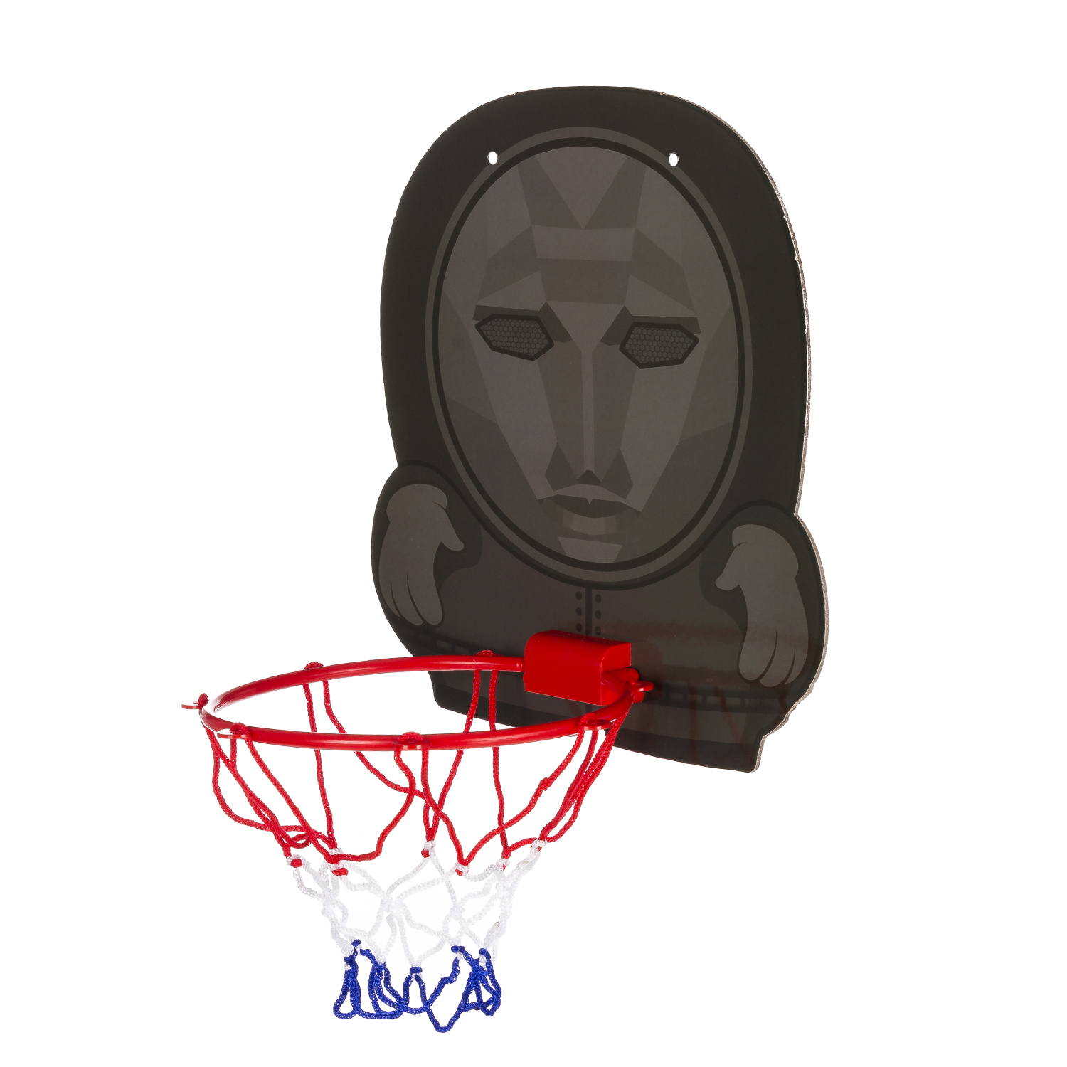 Un aro de baloncesto con una cara de dibujos animados.