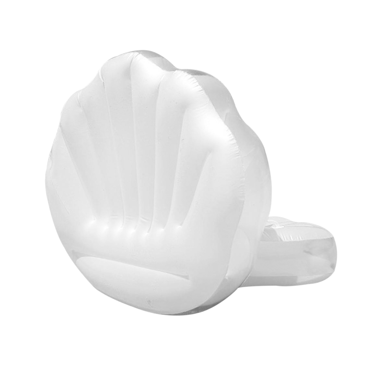 Flotador inflable blanco con forma de mano.