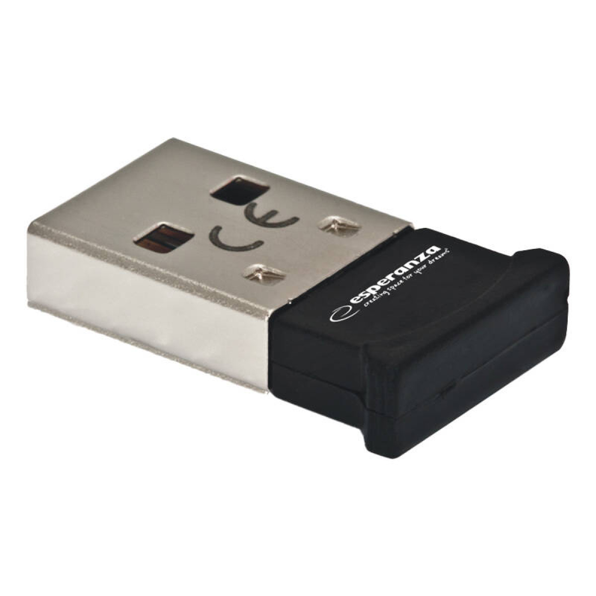 Ein kleiner schwarzer USB-Adapter mit der Aufschrift 'esperanza'.