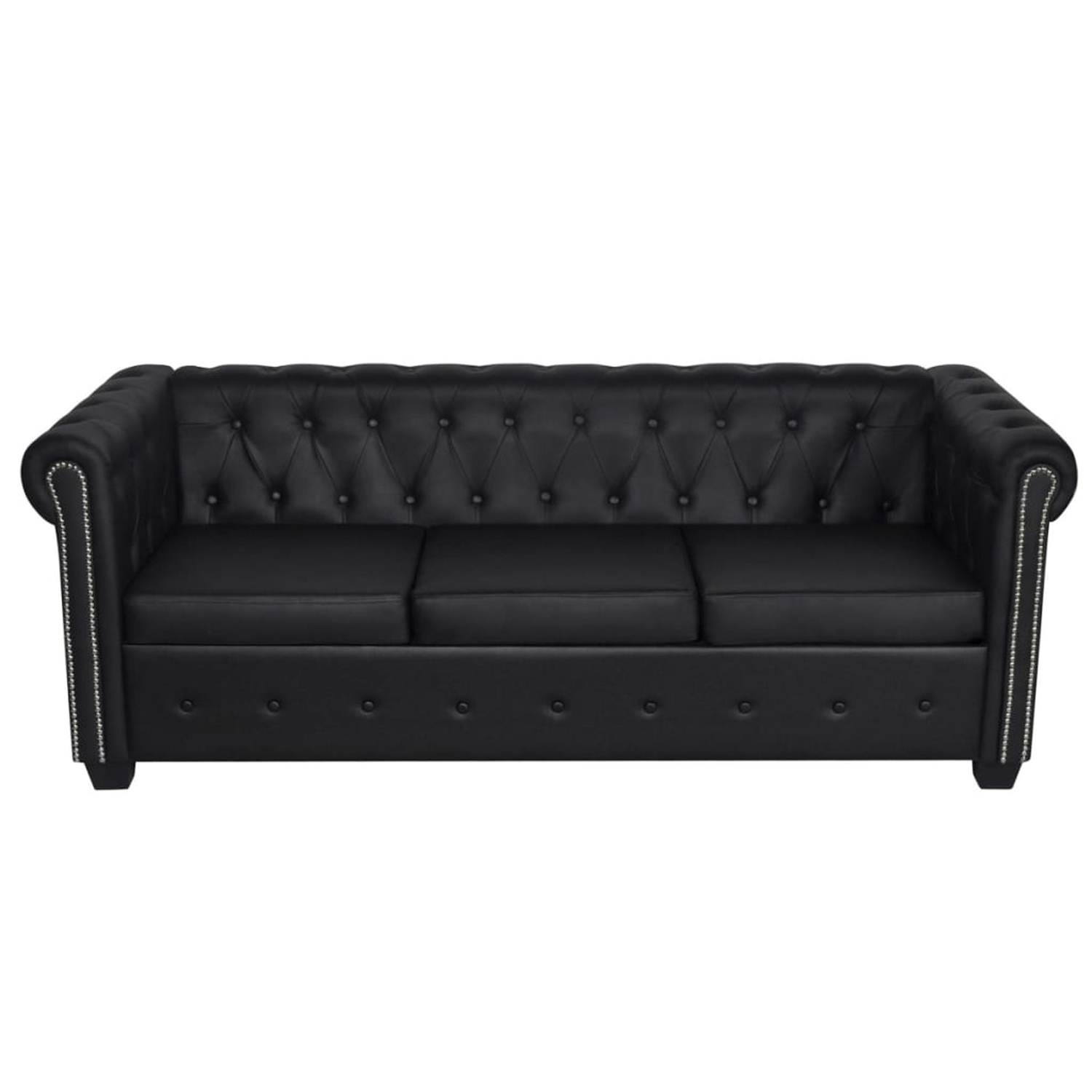 Schwarzes Chesterfield-Sofa mit Knopfdetails.