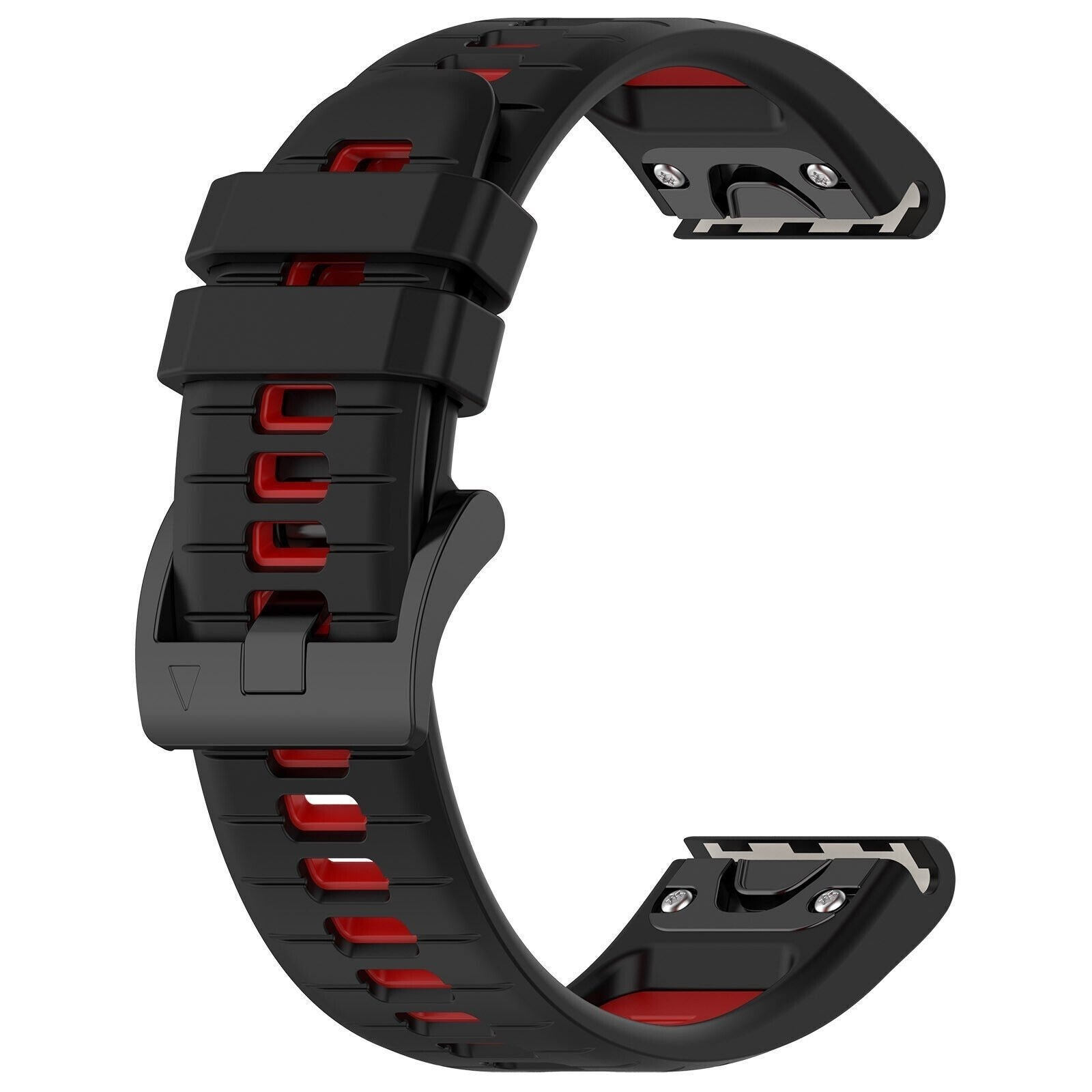 Ein grünes Uhrenarmband, das an einer Uhr befestigt ist, Nahaufnahme.